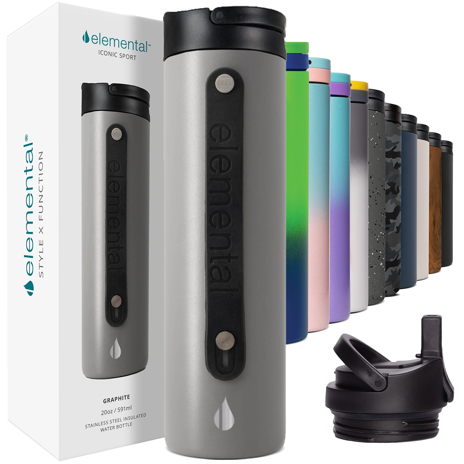 Stainless Steel Water Bottle 20oz - Insulated Leak Proof for Travel, Gym & Sports