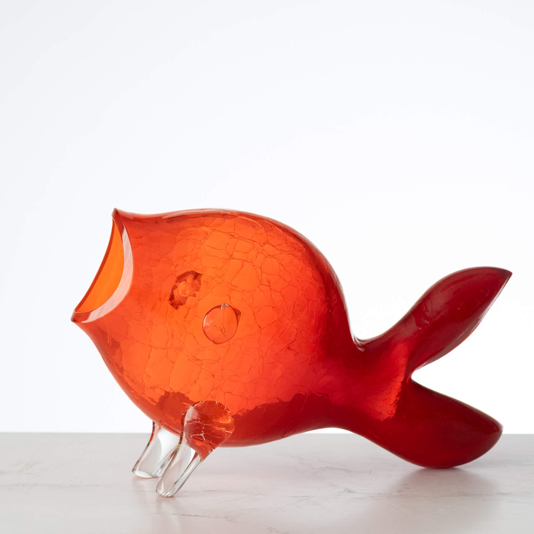 5433C Crackled Fish Dreamcicle - Handmade Ceramic Ornament for Home Decor, Christmas Tree, Gift Giving - Perfect for Holiday, Wedding & Party Decorations
