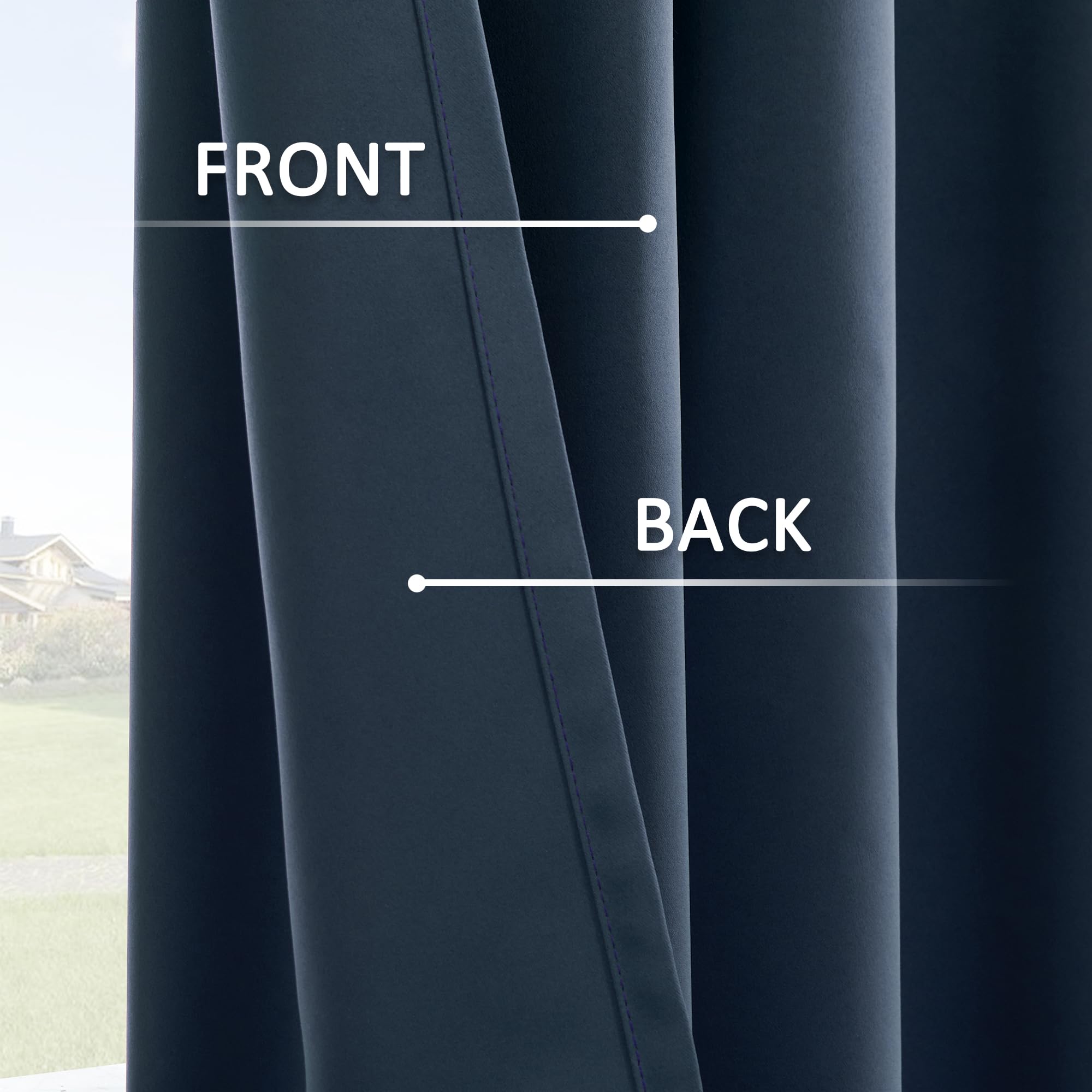 **HUTO Blackout Curtains 42x54 Inch - Thermal Insulated Navy Blue Grommet Drapes for Bedroom, Living Room & Small Windows - Noise Reducing, Energy Efficient, Light Blocking (1 Pair, Antique Copper Finish)**