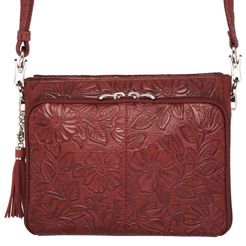 Gun Tote'n Mamas Concealed Carry Purse - Genuine Leather American Cowhide Crossbody Bag for Women | Perfect for Everyday Carry, Travel & Personal Protection (Cherry Red)