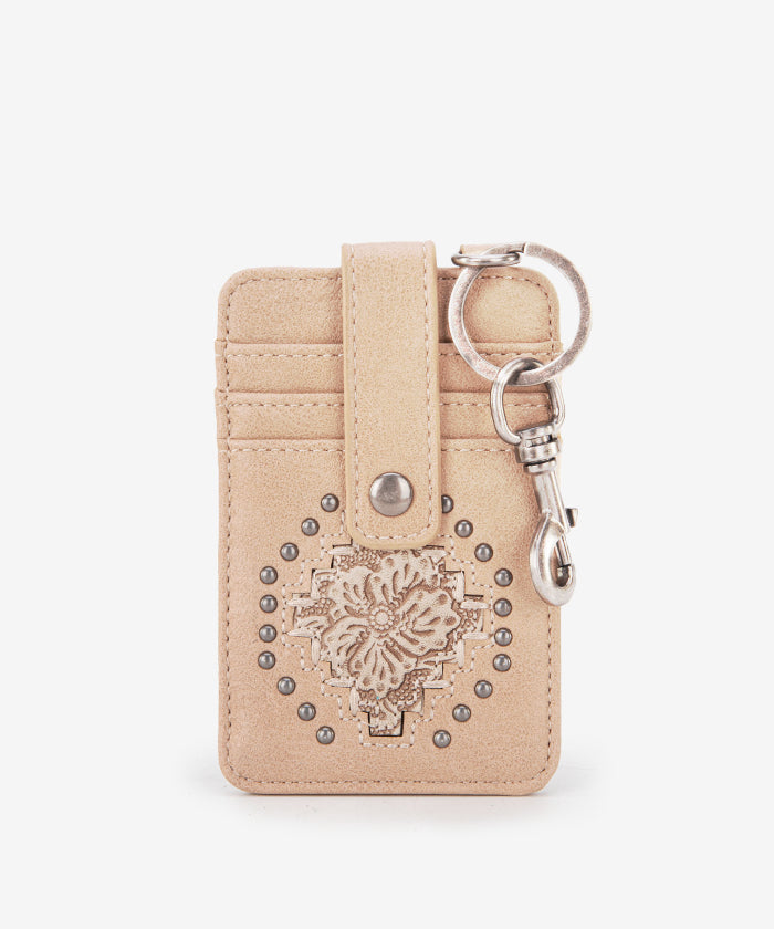 Montana West Genuine Leather Tooled Studded Card Holder - Slim Wallet for Credit Cards & ID - Perfect for Travel, Everyday Use & Gifts