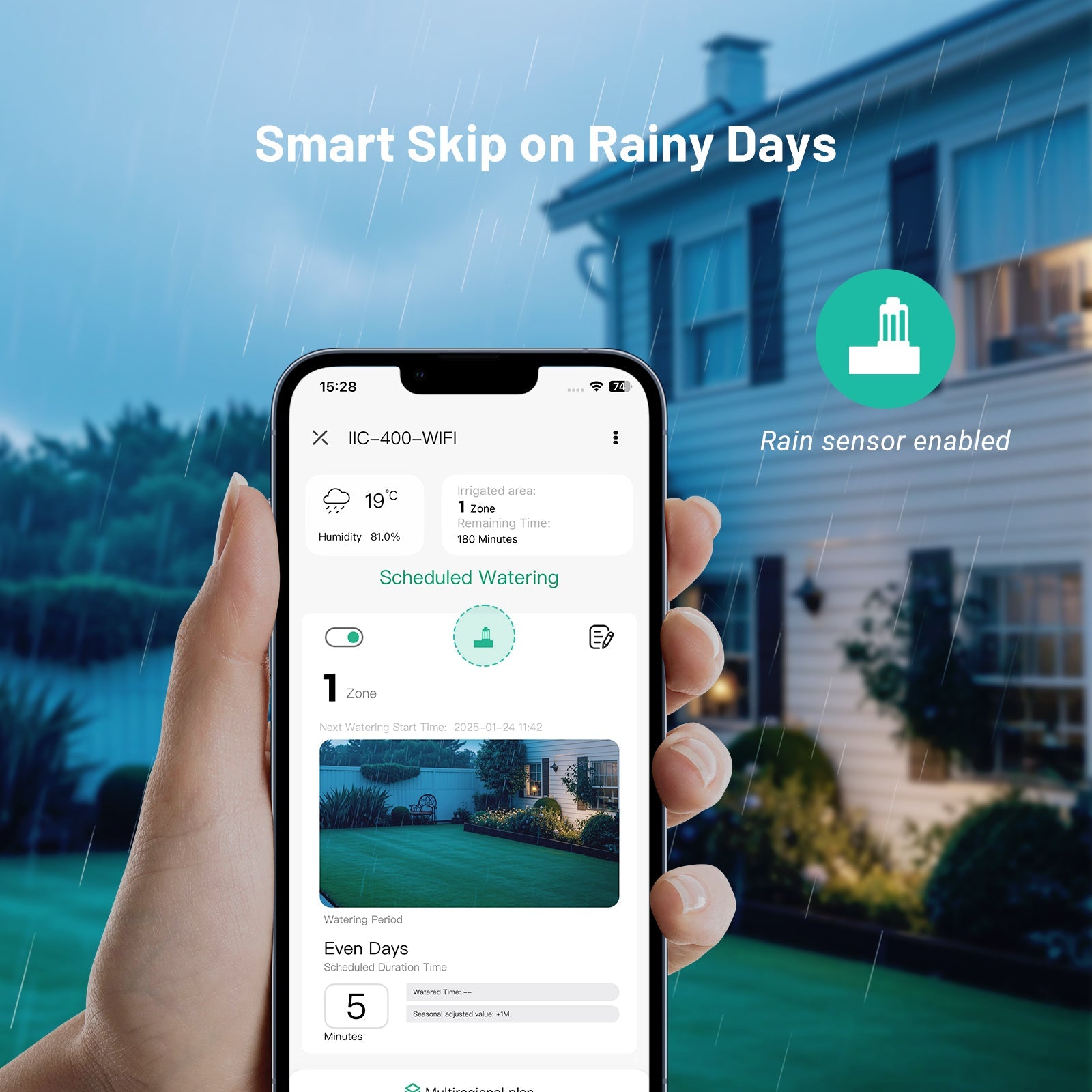 4 Zone Smart WiFi Sprinkler Controller - Indoor/Outdoor Irrigation System for Lawns, Gardens & Landscaping | Compatible with Alexa & Google Home | Weather-Based Watering & Remote Control via App