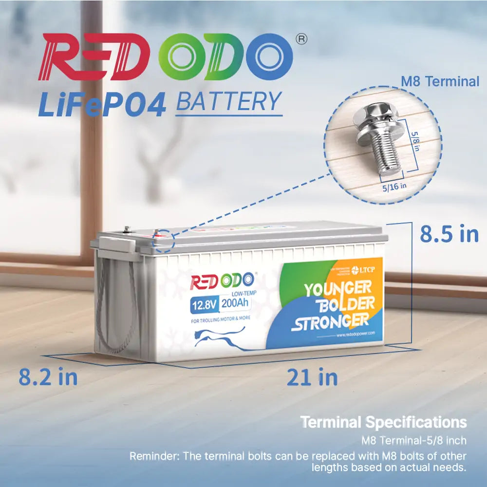 Redodo 12V 200Ah Low Temperature Lithium Battery - 1280W High Power Output | Deep Cycle LiFePO4 Battery for RV, Solar, Off-Grid Systems | Perfect for Camping, Marine & Home Backup Power