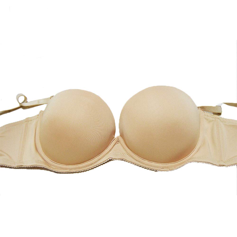 Strapless Push Up Bra for Women - Thick Padded Lift & Support Convertible Bras with Clear Straps | Perfect for Backless Dresses, Formal Wear & Special Occasions
