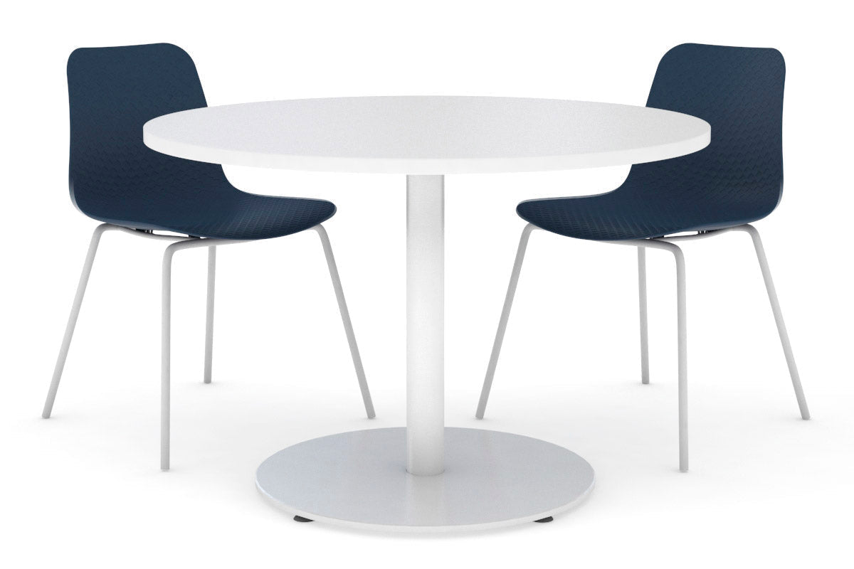 Sapphire Disc Base Cafe Table - 31.5 Inch Round Glass Top Outdoor Bistro Table for Patio, Garden, and Restaurant Use