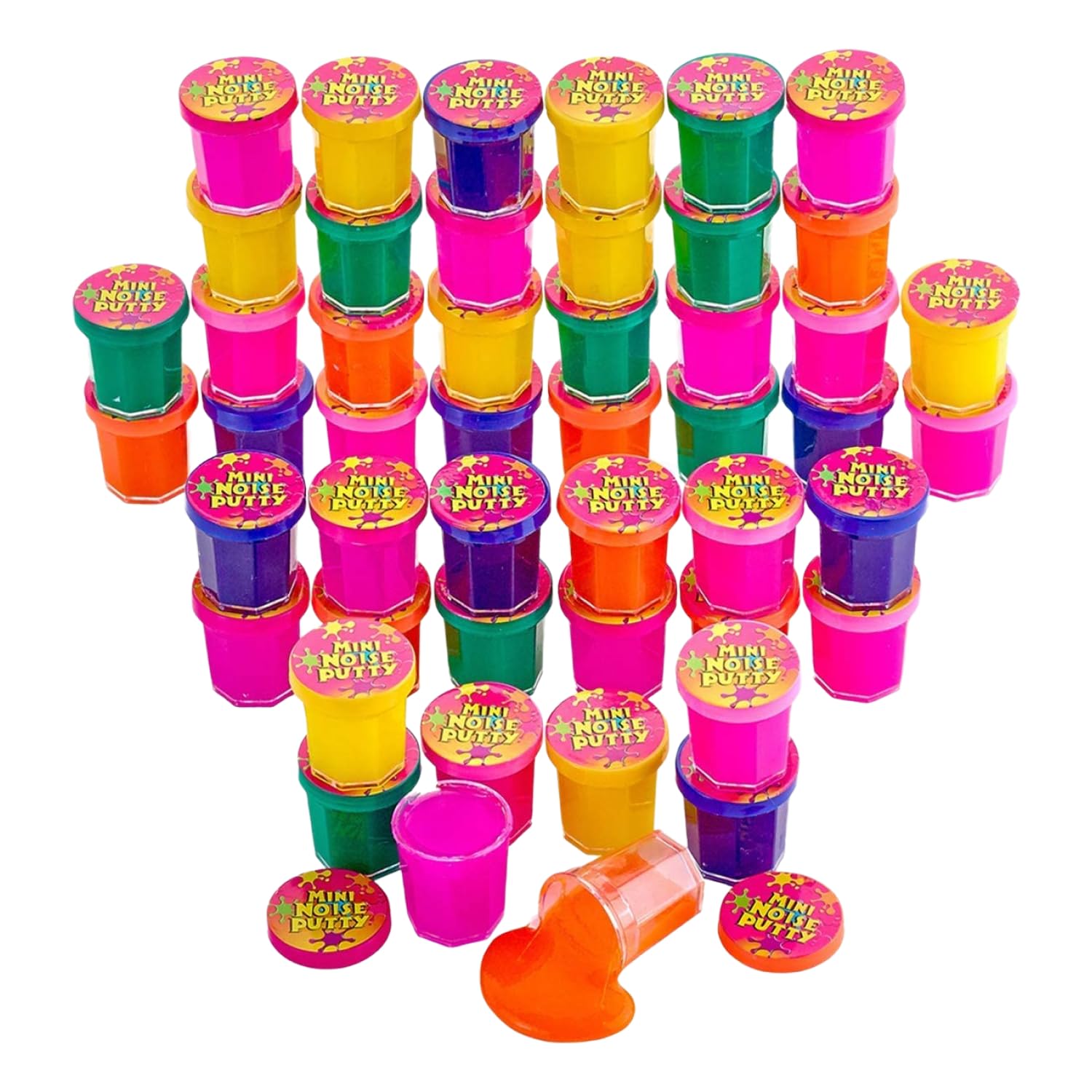 Kicko 48-Piece Multicolored Slime Bulk Set - Mini Noise Putty Sensory Toys for Kids Ages 3+ | Fun Tactile Play, Stress Relief & Creative Gift for Boys & Girls | Perfect for Birthday Parties, Classroom Rewards & Sensory Therapy