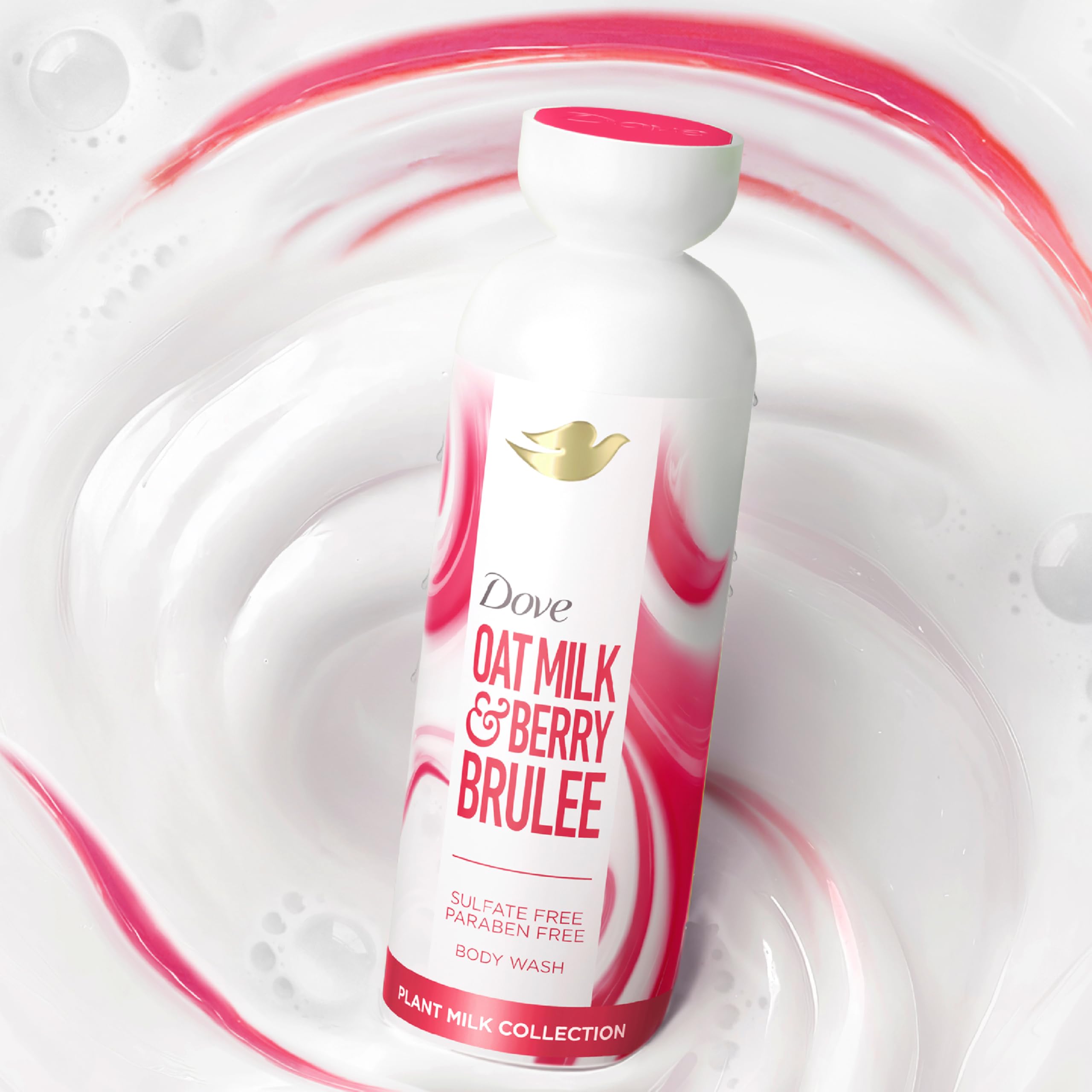 Dove Plant Milk Body Wash with Oat Milk & Berry Brulee - Sulfate-Free, Paraben-Free, pH Balanced Gentle Cleanser for Dry & Sensitive Skin (17.5 fl oz) | Hydrating Shower Gel for Daily Moisturizing & Relaxing Bath Time
