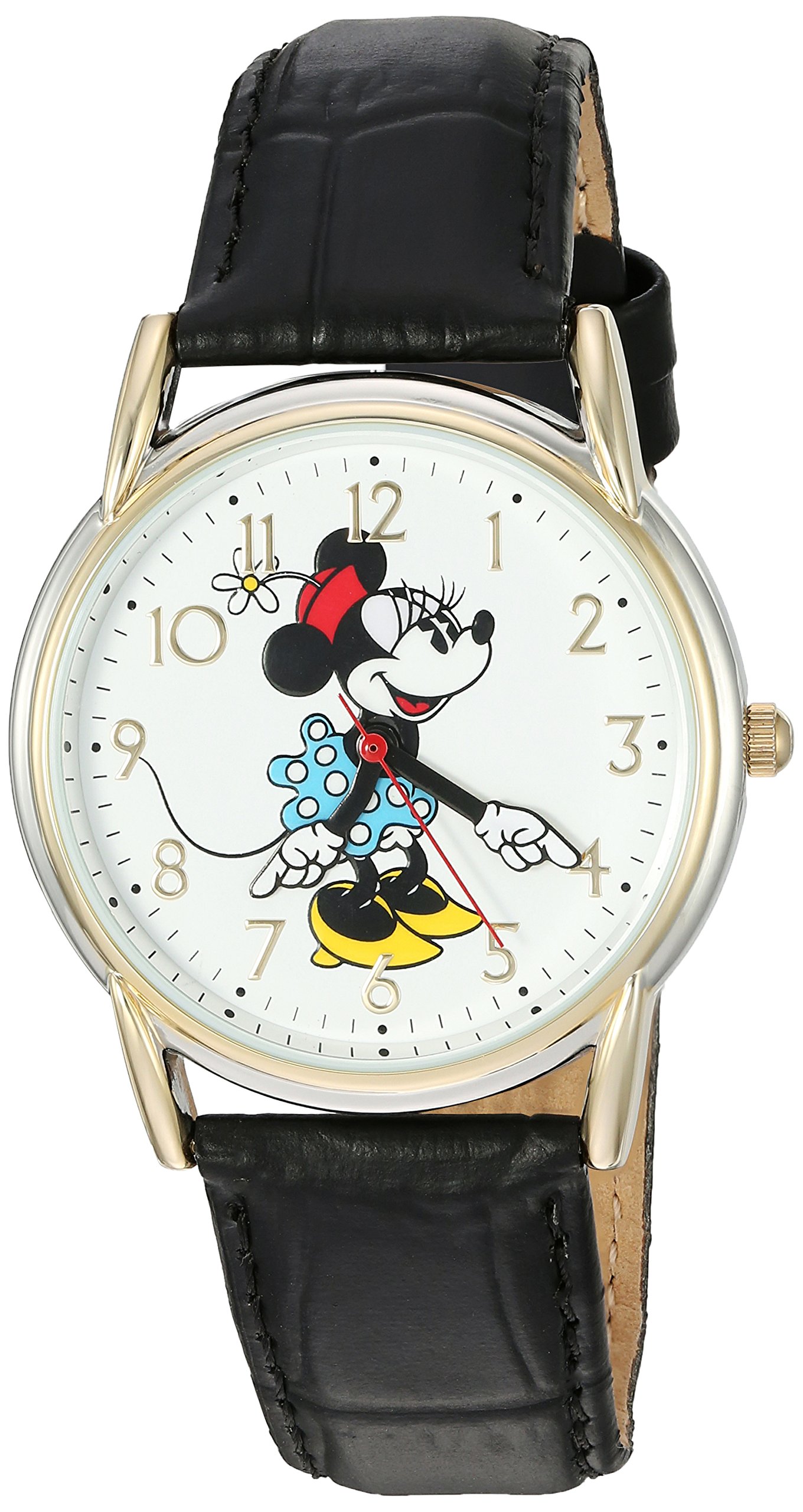 Disney Minnie Mouse Watch for Women - Leather Strap Quartz Analog - Perfect for Daily Wear & Gifts