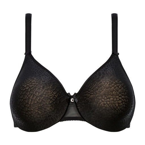 Chantelle C'Magnifique Minimizer Underwire Bra - Full Coverage Support for Large Bust, Smoothing T-Shirt Bra in Black | Perfect for Work, Everyday Wear & Special Occasions