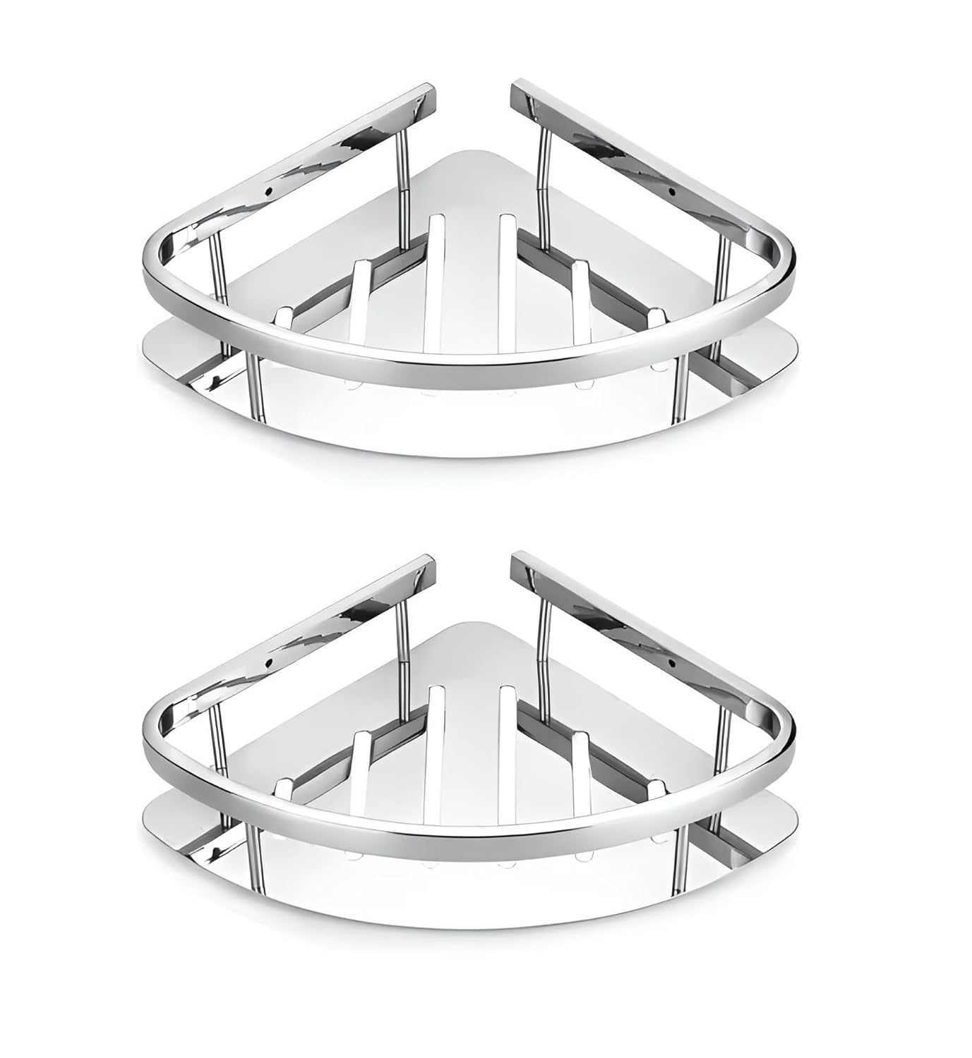 JAGGER JAG193 18x5 Inch 304 Stainless Steel Corner Shelf - Wall Mounted Bathroom & Kitchen Organizer, Chrome Finish (2-Pack) - Perfect for Small Spaces, Shower Storage & Kitchen Organization