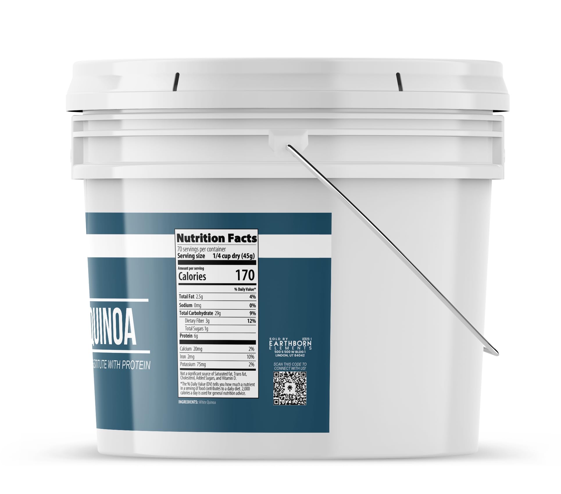 Organic White Quinoa - 1 Gallon Bulk (3.78L) | Gluten-Free, Raw, Vegan Superfood | Resealable Bucket for Freshness | Perfect for Salads, Meal Prep & Healthy Cooking