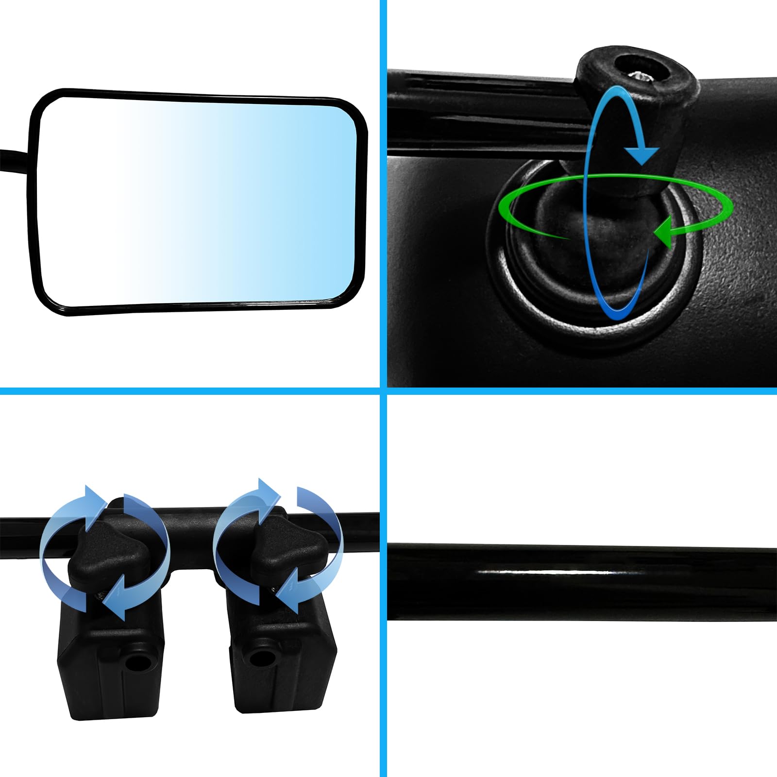 Universal Clip-On Towing Mirrors 1 Pair - 360° Adjustable External Mirror Extensions for Caravan, Truck & Trailer - Perfect for Safe Towing & Enhanced Rear Visibility While Driving
