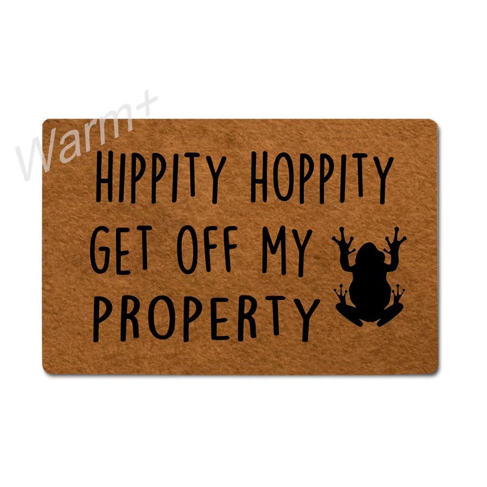 Funny Hippity Hoppity Get Off My Property Doormat - Non-Slip Rubber Backing Indoor/Outdoor Welcome Mat (23.6x15.7 Inch) - Perfect for Front Door, Porch, Entryway & Home Decor