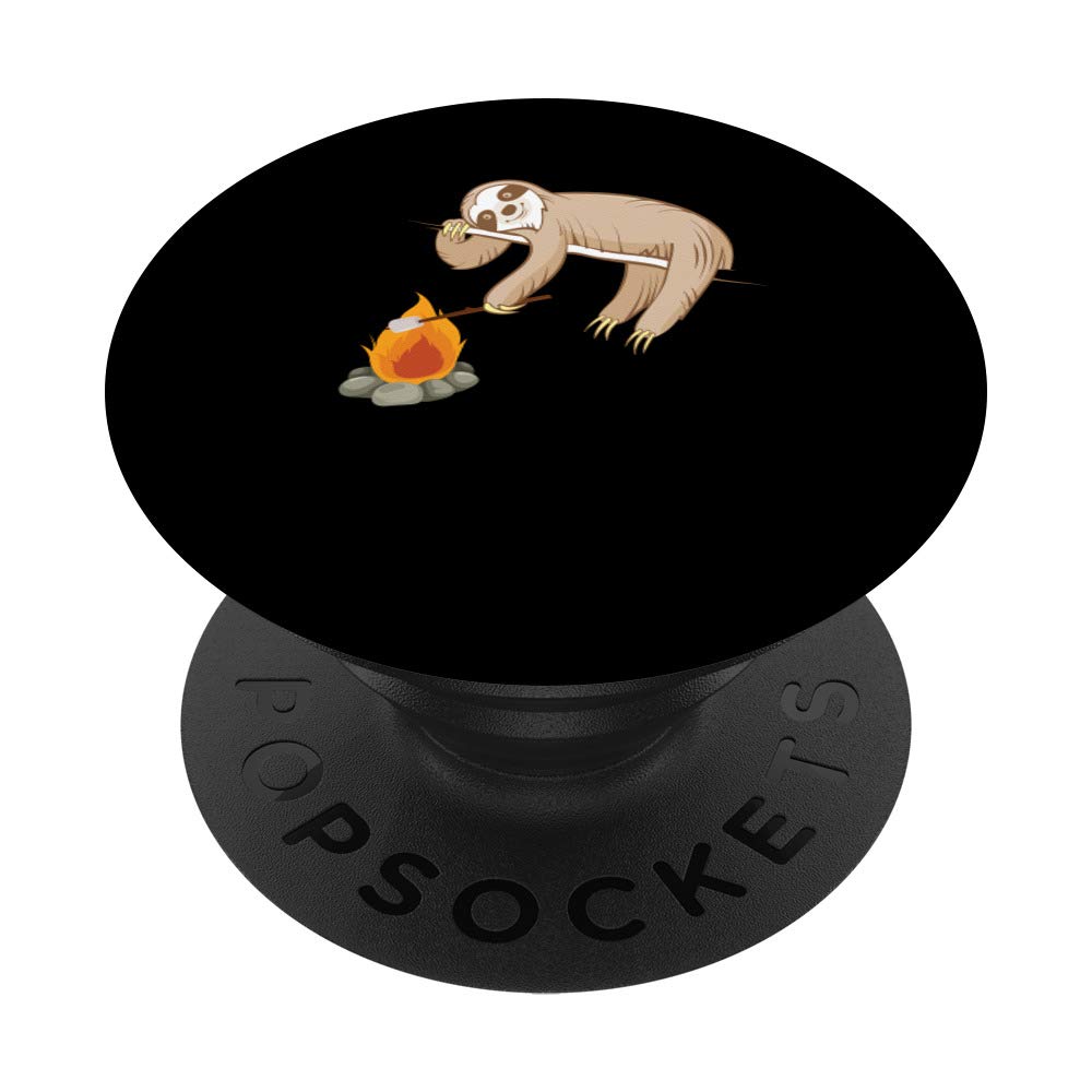 Camping Sloth PopSockets PopGrip - Swappable Phone Grip with Adorable Sloth, Campfire & Marshmallow Design for iPhone, Samsung & Tablets - Perfect for Outdoor Adventures, Travel & Daily Use