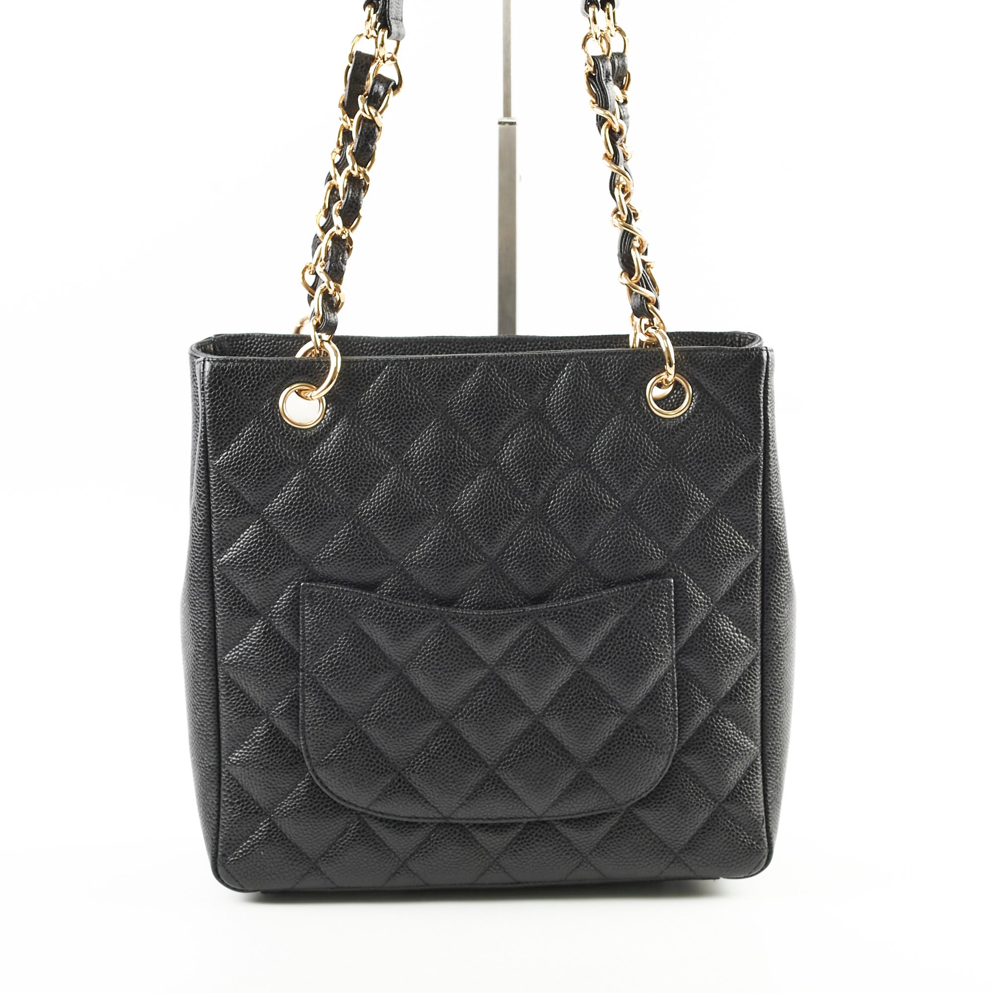 Chanel Caviar Leather Petite Shopping Tote Bag in Black | Luxury Designer Handbag for Women | Perfect for Work, Travel & Everyday Use