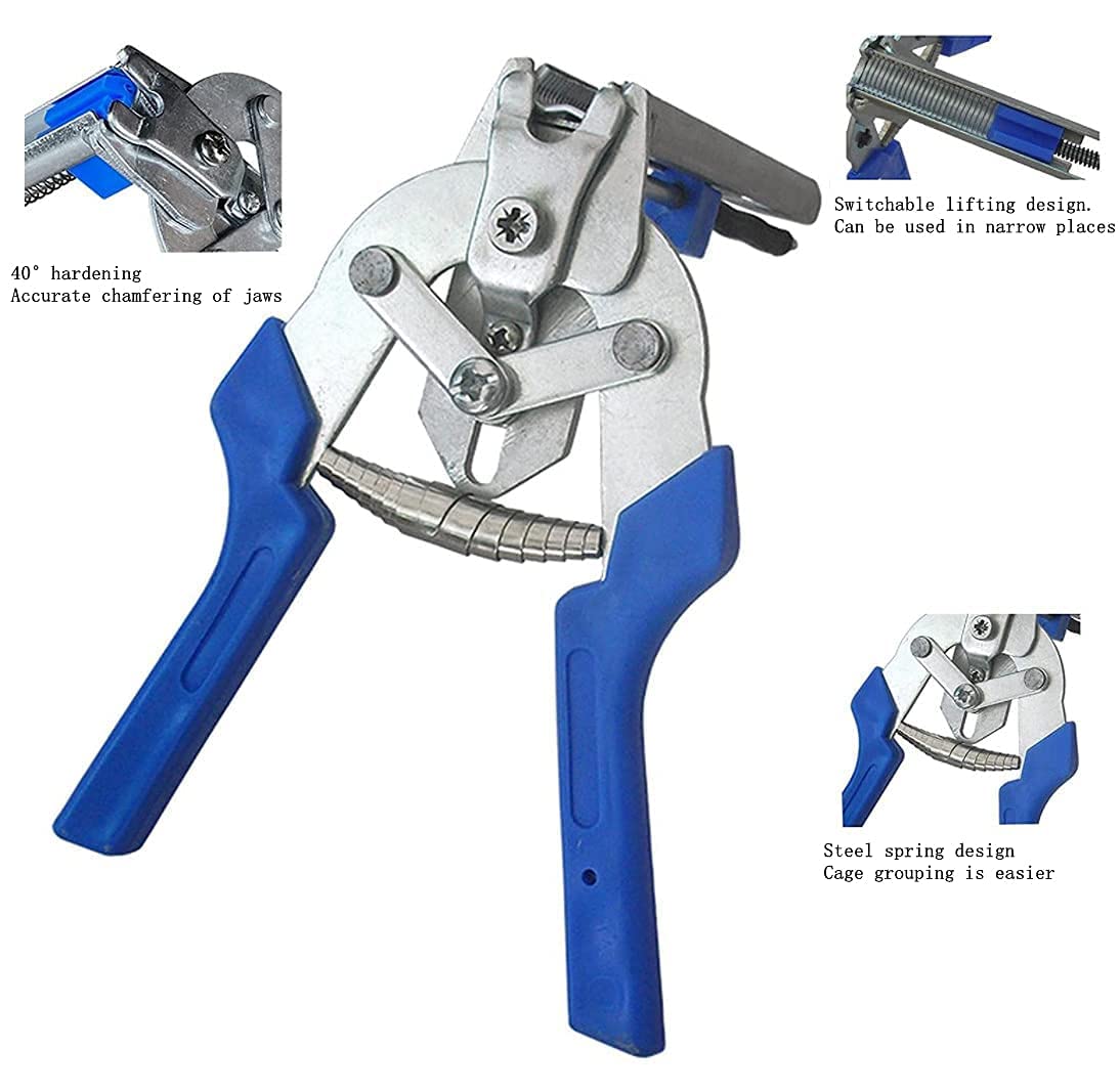 Stainless Steel Type M Nail Ring Pliers Set with 1200 Pcs Galvanized Steel Nails - Multifunctional Hog Ring Pliers Kit for Fencing, Chicken Coop, Poultry Wire Mesh (Blue) | Perfect for DIY Farm Fencing, Animal Enclosures & Wire Mesh Projects
