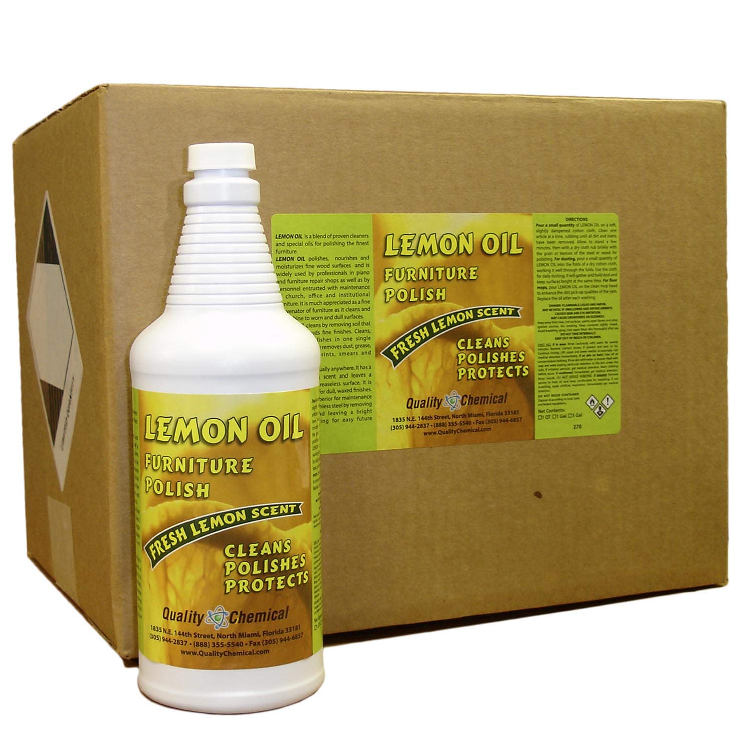 Premium Lemon Oil Furniture Polish - Natural Blend of Lemon Oils, Waxes & UV Protectors for Wood Care (12 Quart Case) - Perfect for Restoring Shine on Tables, Chairs & Antique Furniture