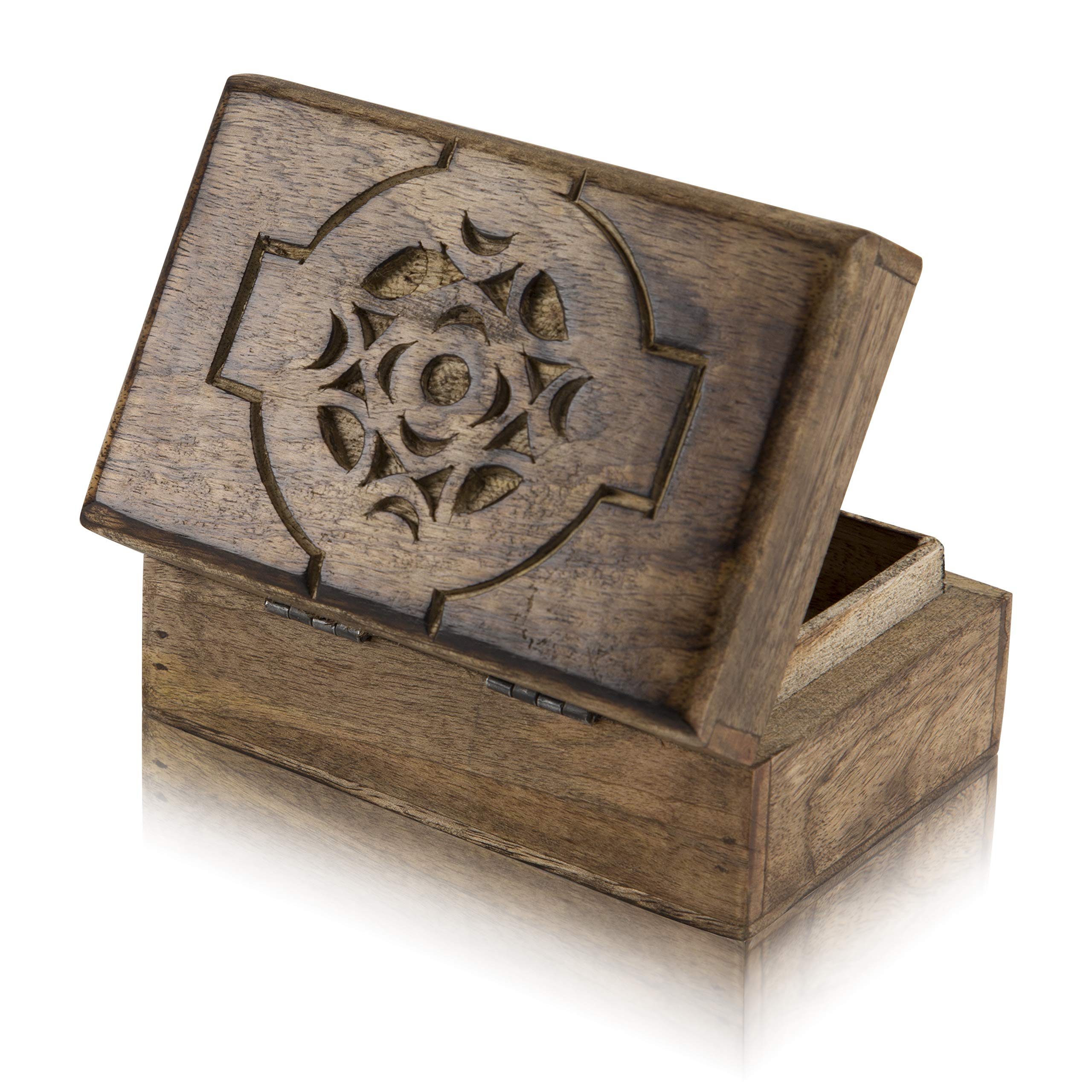 Handmade Wooden Jewelry Box - 6 x 4 Inch Decorative Keepsake Box with Lock, Perfect for Jewelry Organizer, Watch Storage & Gift Giving - Ideal for Birthday, Anniversary, Wedding & Home Decor