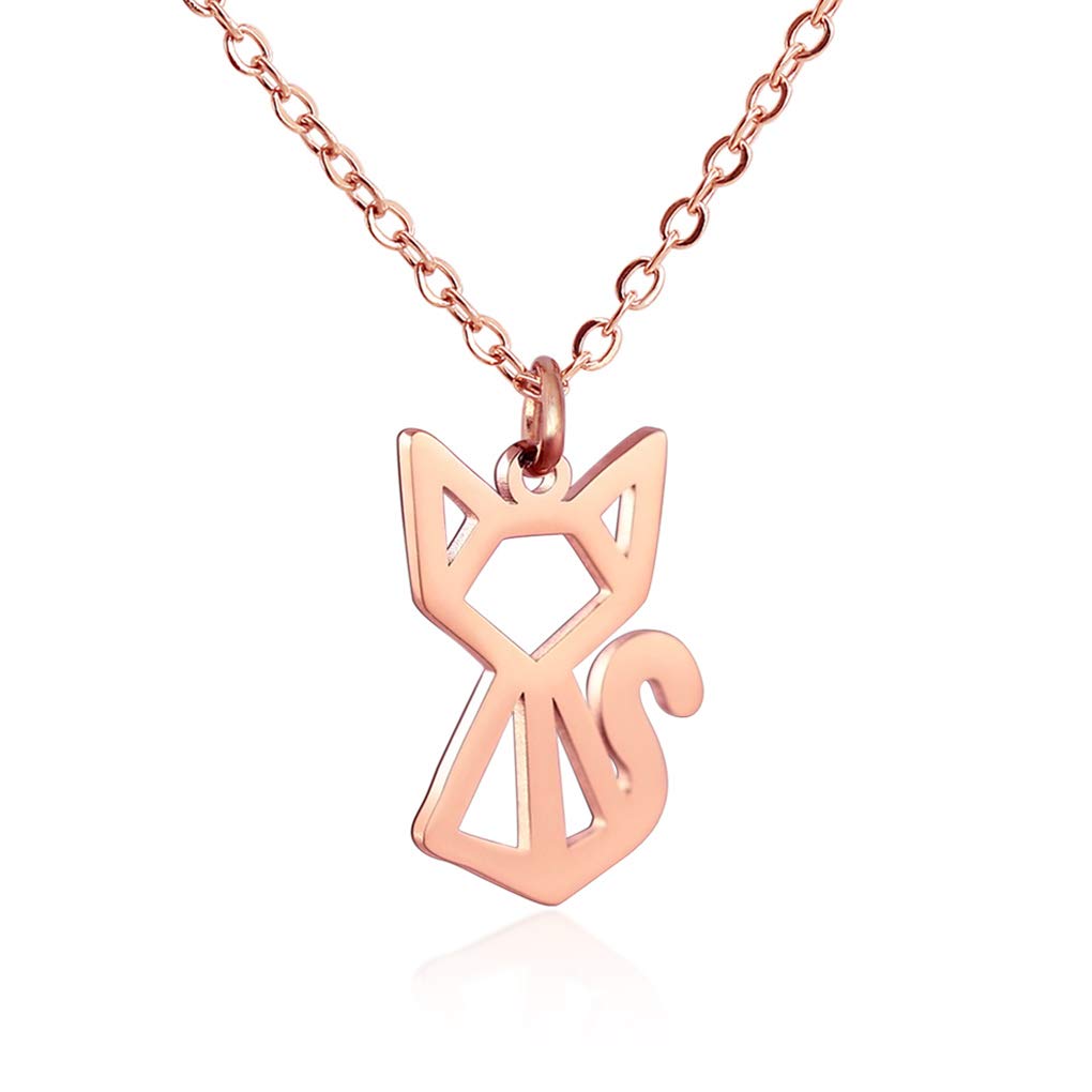 Stylish Geometric Origami Cat Necklace for Women - 16