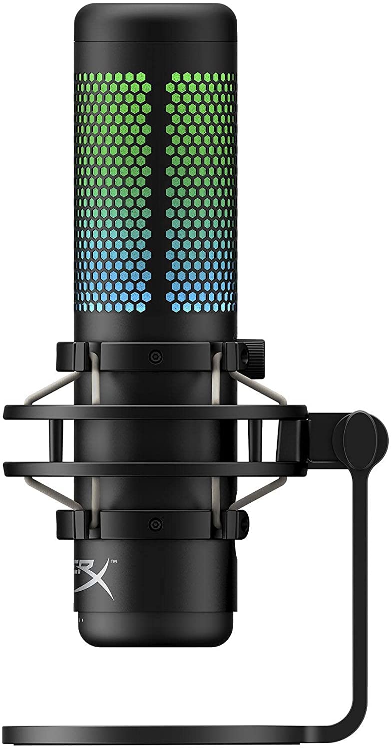 HyperX QuadCast S RGB USB Condenser Microphone for PC, PS4, PS5 & Mac - Professional Streaming Mic with Anti-Vibration Shock Mount, 4 Polar Patterns & Pop Filter - Perfect for Gaming, Podcasts & Content Creation - Includes Bonus Kwalicable Micro SD Card