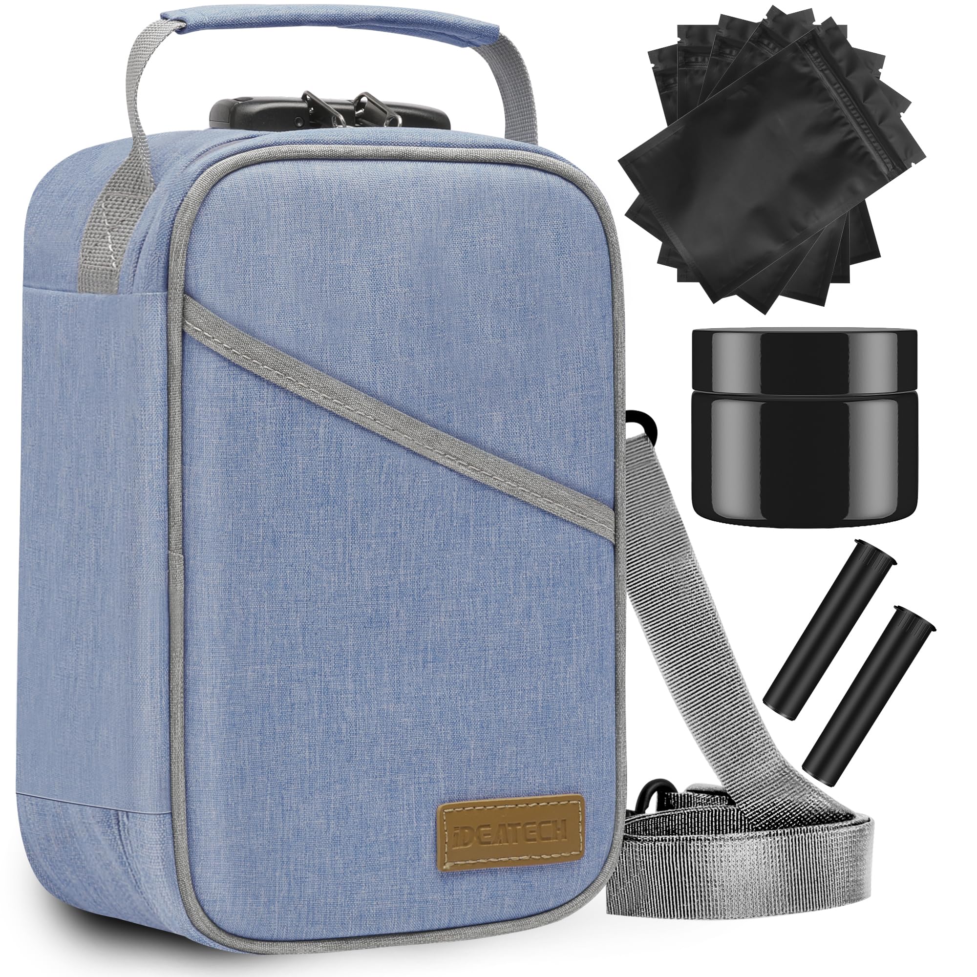 IDEATECH Smell Proof Bag with Lock - Odorless Travel Storage & Stash Box for Home Organization - Airtight Container for Herbs, Medicine, Cash & Valuables - Perfect Gift for Men & Women - Use for Travel, Camping, Gym & Daily Storage