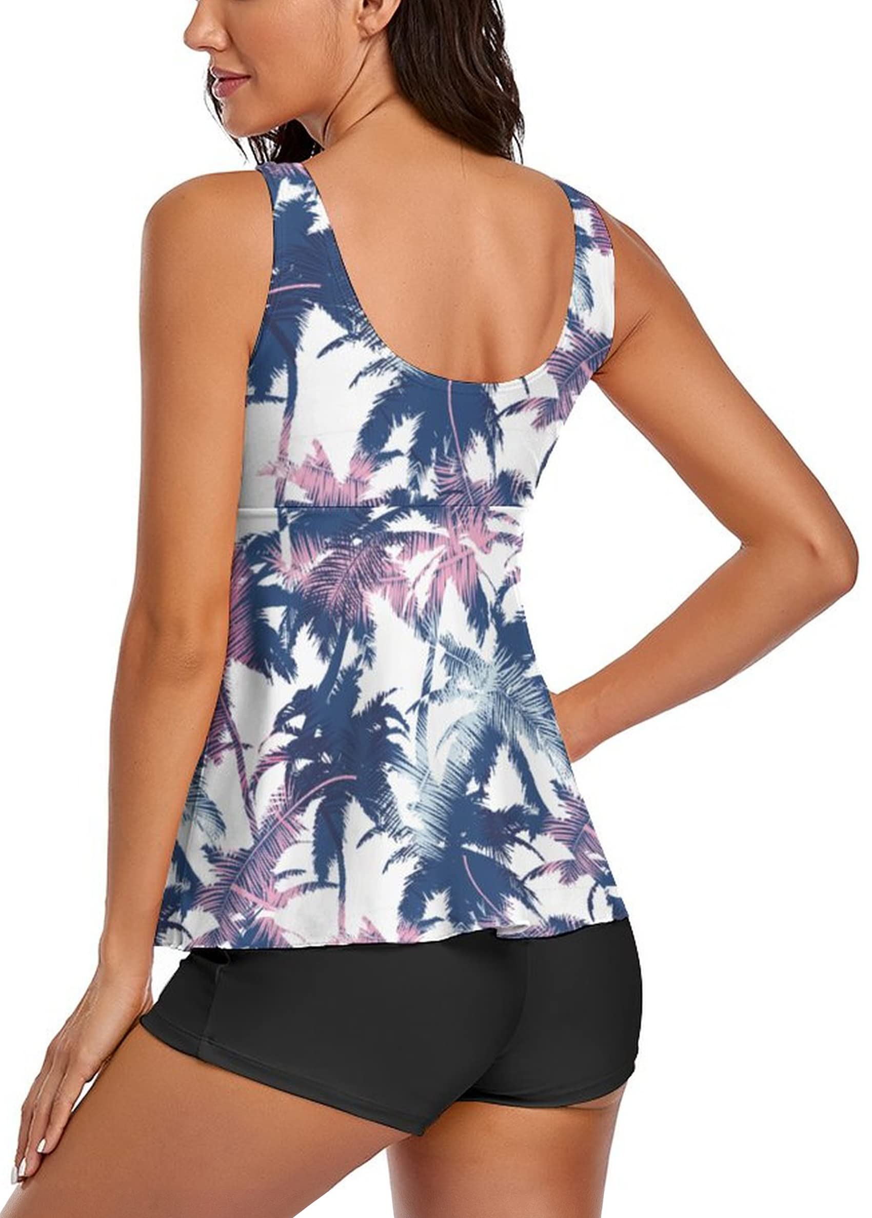 Women's Floral Tankini Swimsuits - Modest Two-Piece Bathing Suit for Beach & Pool