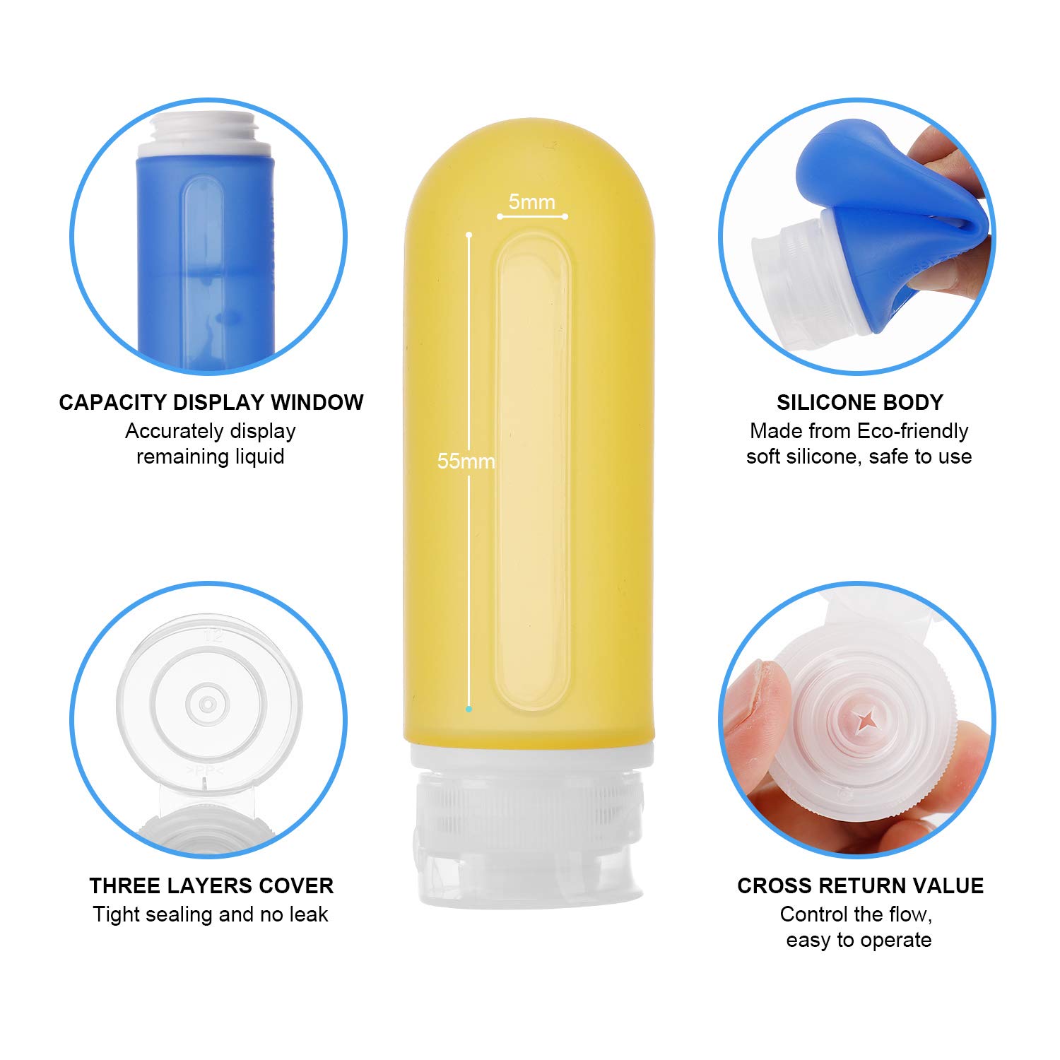 Beveetio 17 Pack TSA Approved Leakproof Silicone Travel Bottles (3OZ) - BPA Free Refillable Toiletry Containers for Shampoo, Lotion, Soap & Cosmetics - Perfect for Air Travel, Camping & Gym Essentials