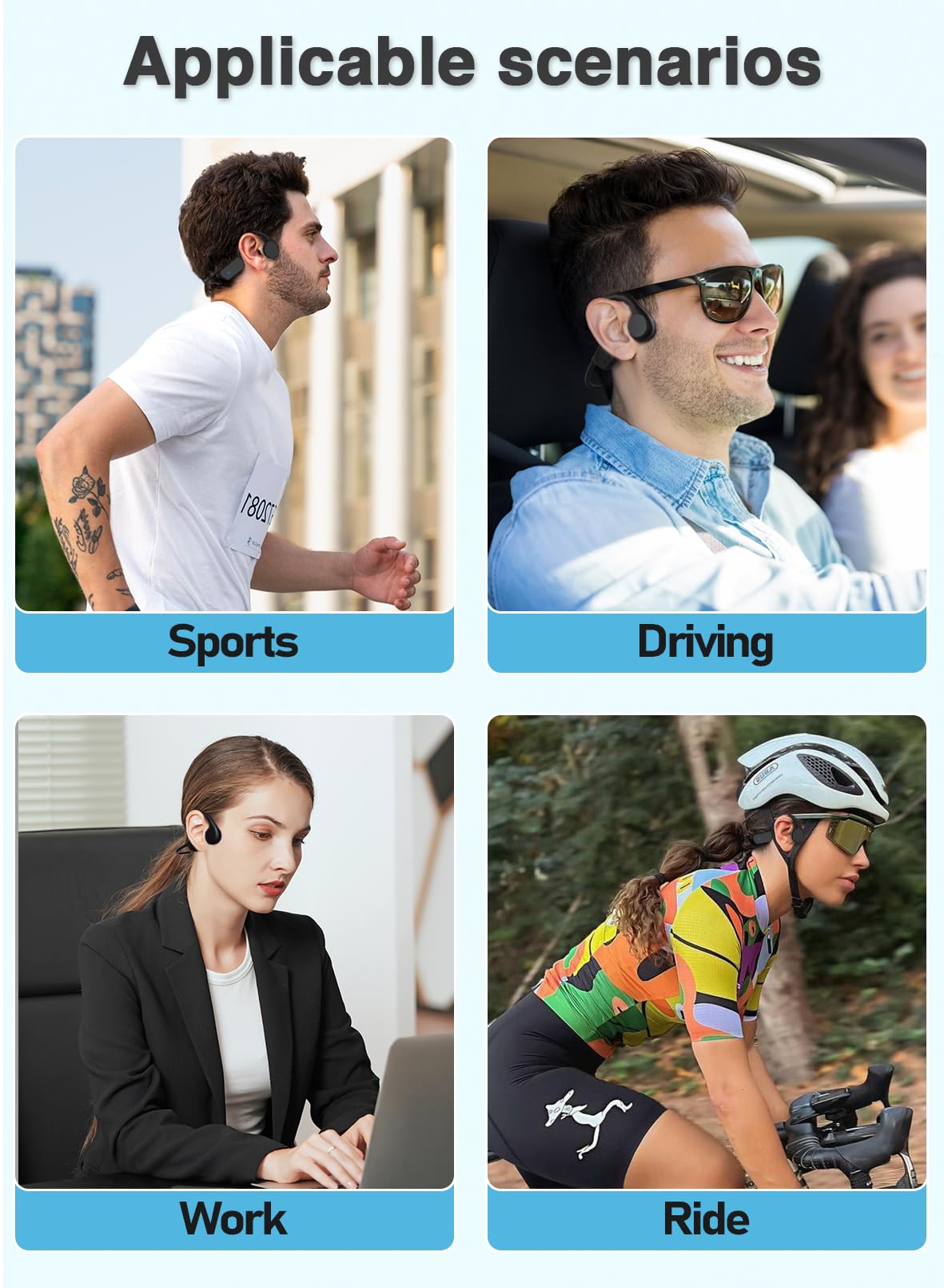 Wireless Bone Conduction Headphones Bluetooth 5.3 with IPX8 Waterproof - Perfect for Swimming, Running, Cycling & Driving - Sweatproof Open-Ear Sport Headset for Gym, Workout & Outdoor Activities