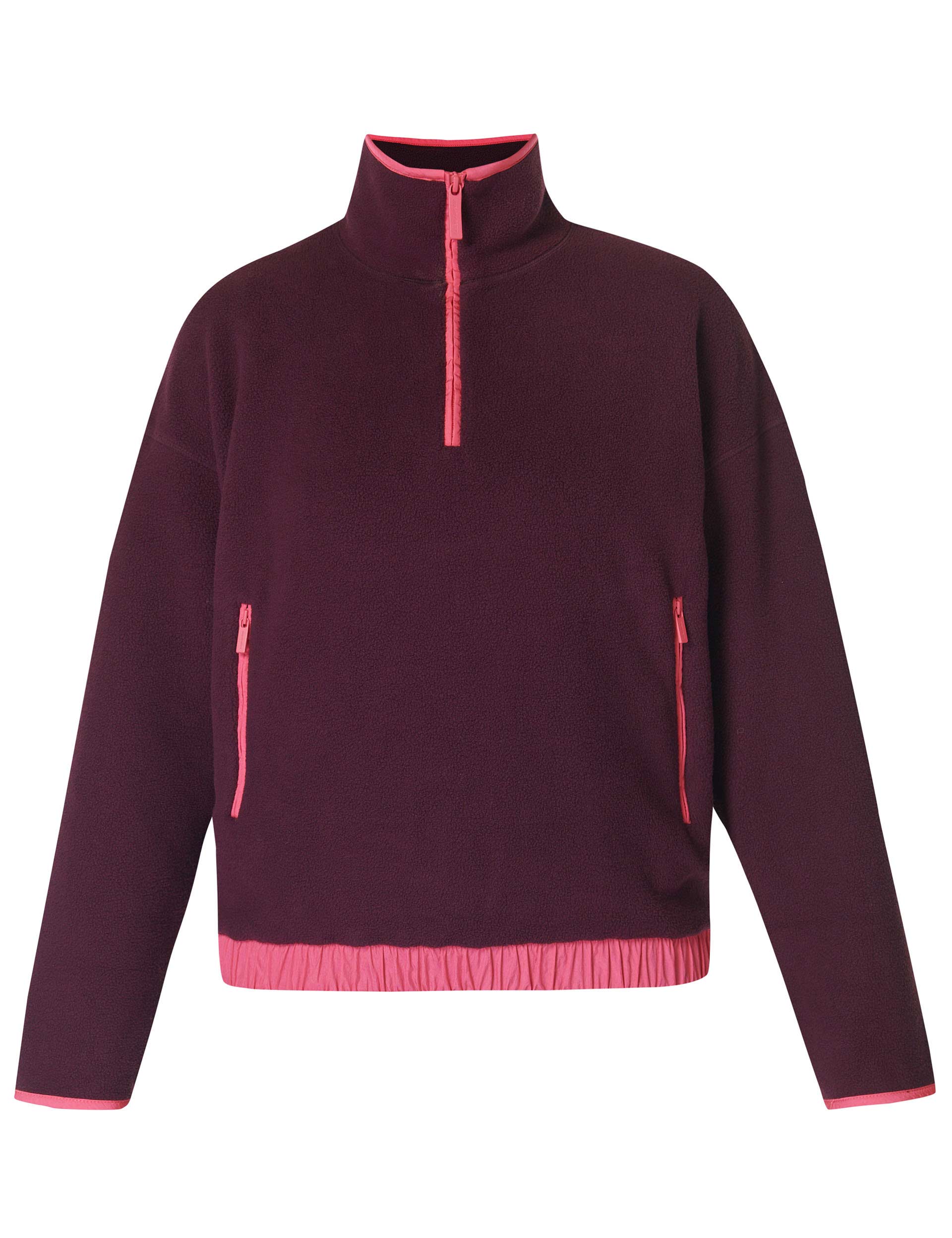Women's Mallow Half Zip Pullover Sweatshirt - Midnight Cherry Purple | Cozy Fleece Loungewear for Fall & Winter | Casual Outfit for Running, Yoga & Travel