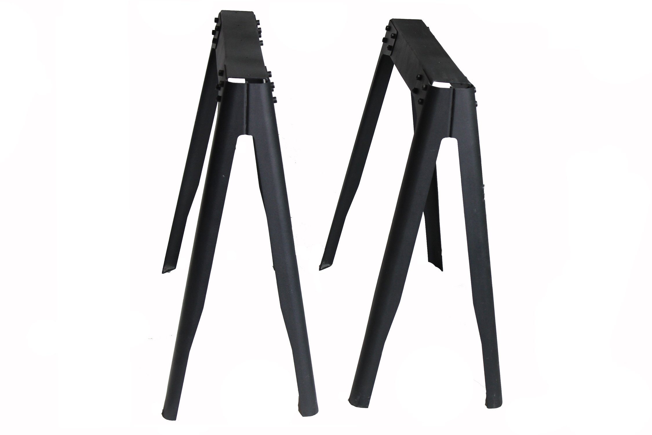 Topower Black Steel Table Legs - Heavy Duty Solid Iron Support Feet for DIY Desk, Bench & Office Furniture - Set of 2 (A-Leg) - Perfect for Home Office, Workshop & Industrial Workstations