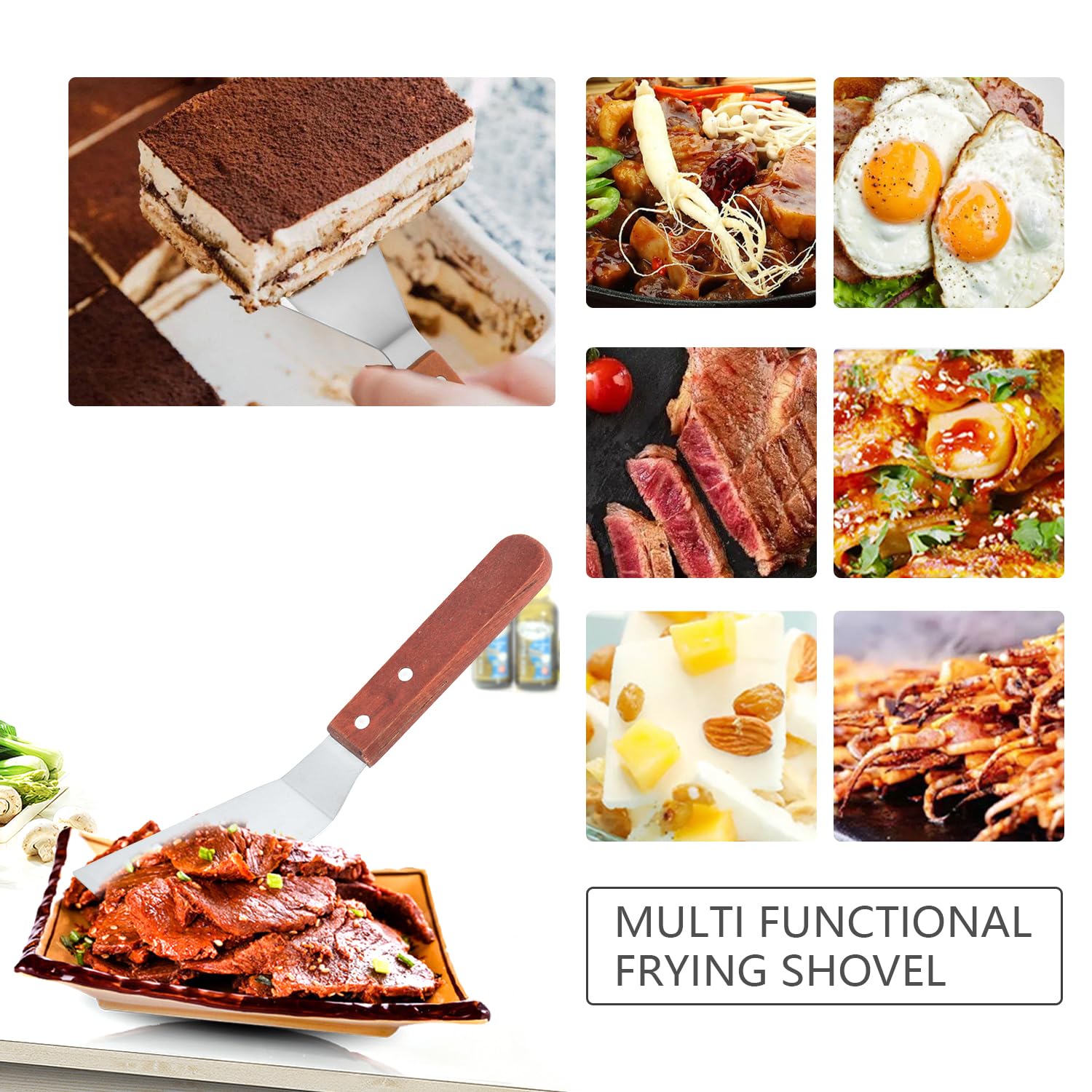 Premium Stainless Steel Spatula - Heavy Duty Metal Kitchen Turner with Beveled Edges & Ergonomic Hardwood Handle - Ideal for Flipping Pancakes, Burgers, Eggs - Perfect for Grilling, Cooking, Baking & BBQ