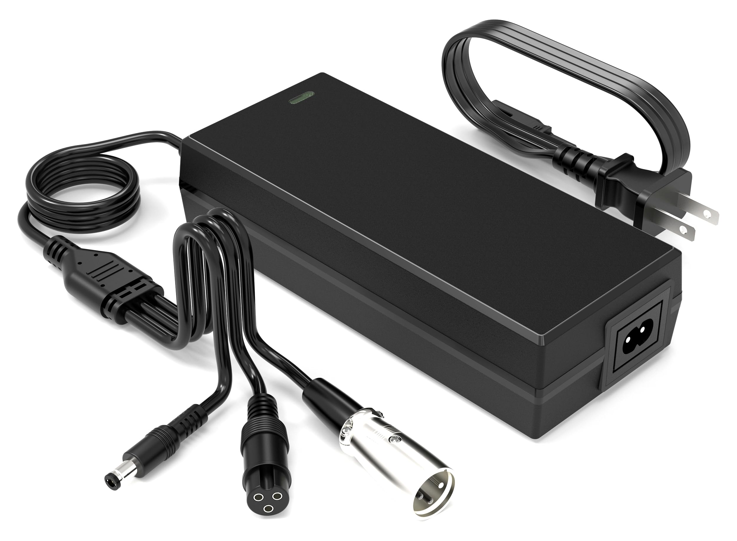 54.6V 2A Electric Bike Charger with 3 Plugs - Compatible with 48V Ebike & Scooter Batteries (DC5.5*2.5, 3-Pin, 12mm 3-Prong) - Replacement Charger for F1/F2 Models - Perfect for Commuting & Outdoor Adventures