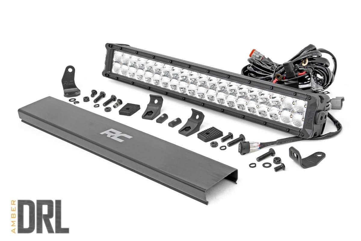 20 Inch Chrome Series LED Light Bar - Dual Row Off-Road Lighting with Amber DRL (Daytime Running Lights) - Model 70920DA - Perfect for Trucks, Jeeps, ATVs & Off-Road Adventures