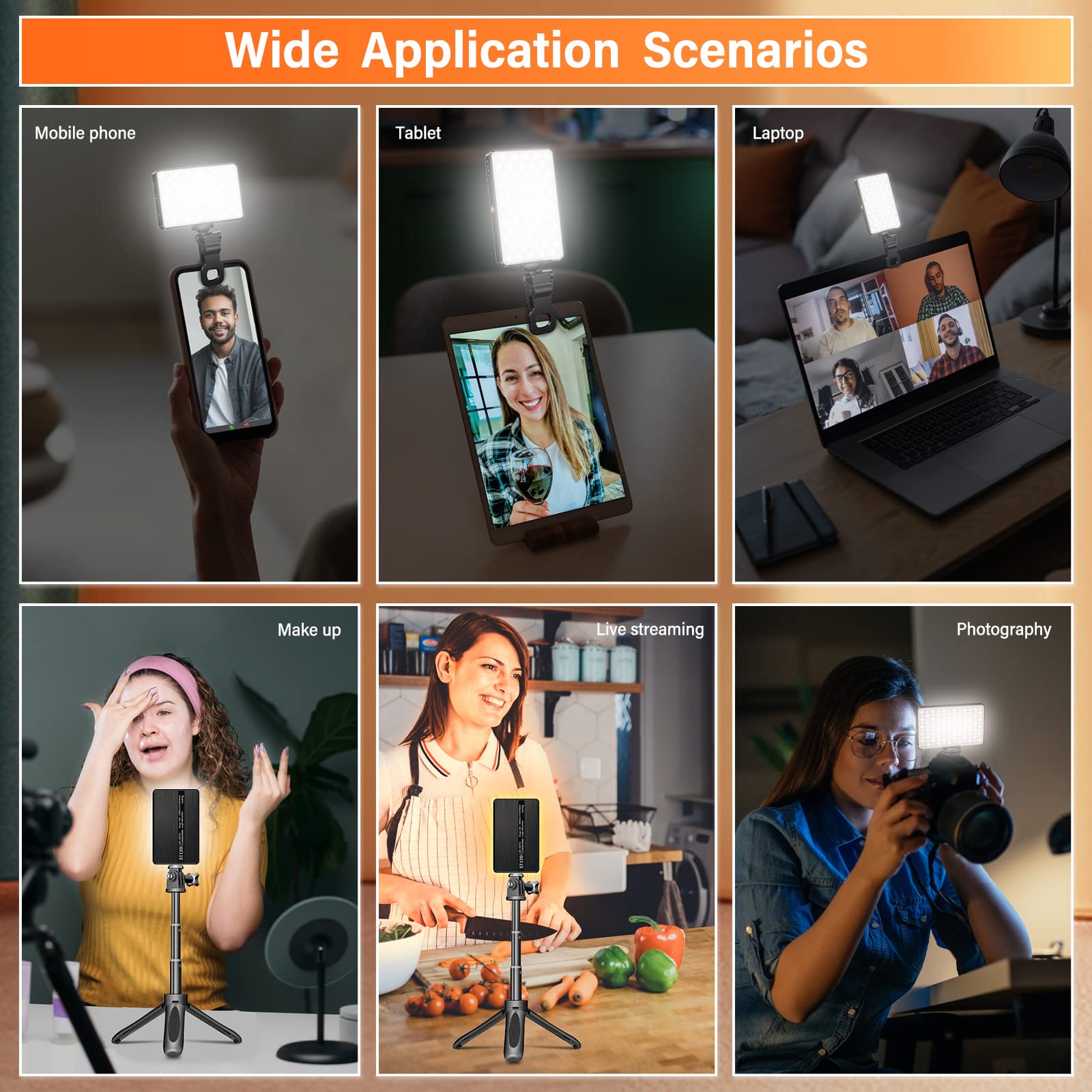 120LEDs Selfie Ring Light with Clip & Tripod - CRI 95+ 3000mAh Battery, 2500K-9000K Adjustable Color Temperature, 3 Dimmable Modes - Portable LED Camera Light for Phone, Laptop, PC - Perfect for Makeup, Video Calls, TikTok Live, YouTube Videos, Conference Lighting & Content Creation