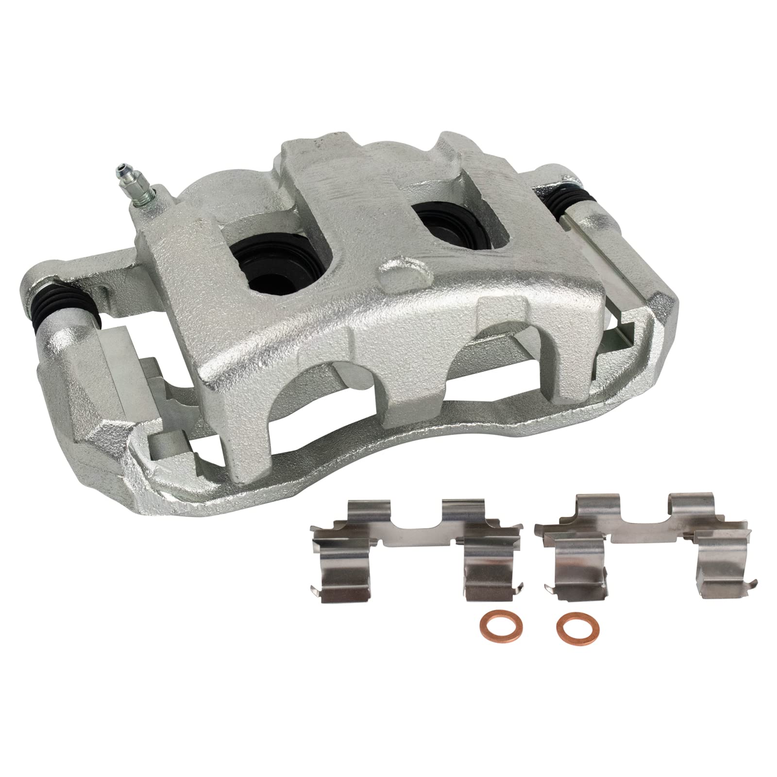 TRQ Front Ceramic Brake Pad Kit with Performance Rotor & Caliper - Compatible with Ford F150, F250, Mustang | High-Temperature Resistance, Low Noise | Perfect for Off-Roading, Towing & Daily Driving