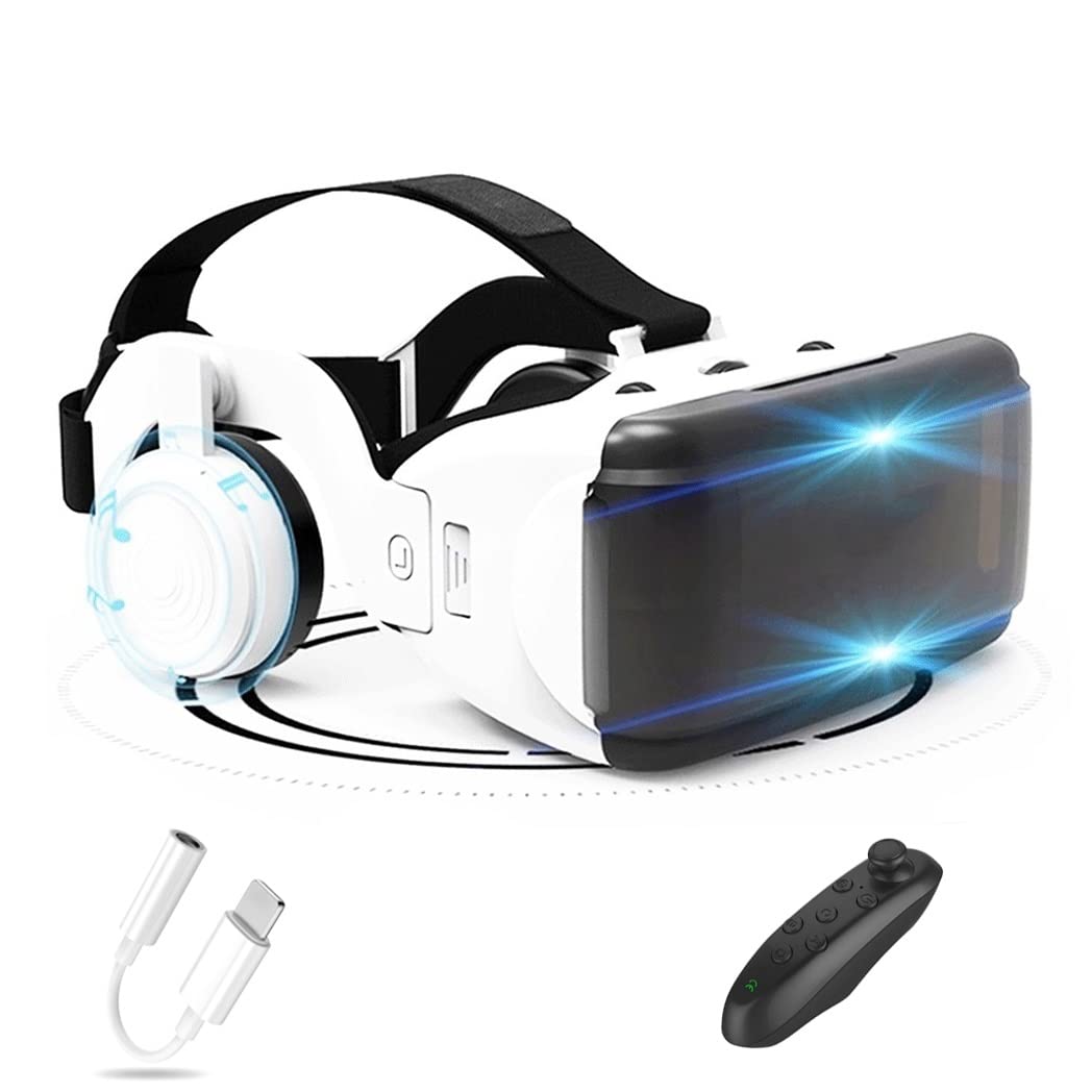 3D VR Headset with Bluetooth Controller - Compatible with iPhone 13 Pro Max/13 Pro/13/12/11, Samsung Galaxy S21, Huawei & Xiaomi Series - Immersive Virtual Reality Gaming & 360° Video Experience for Home Entertainment & Education