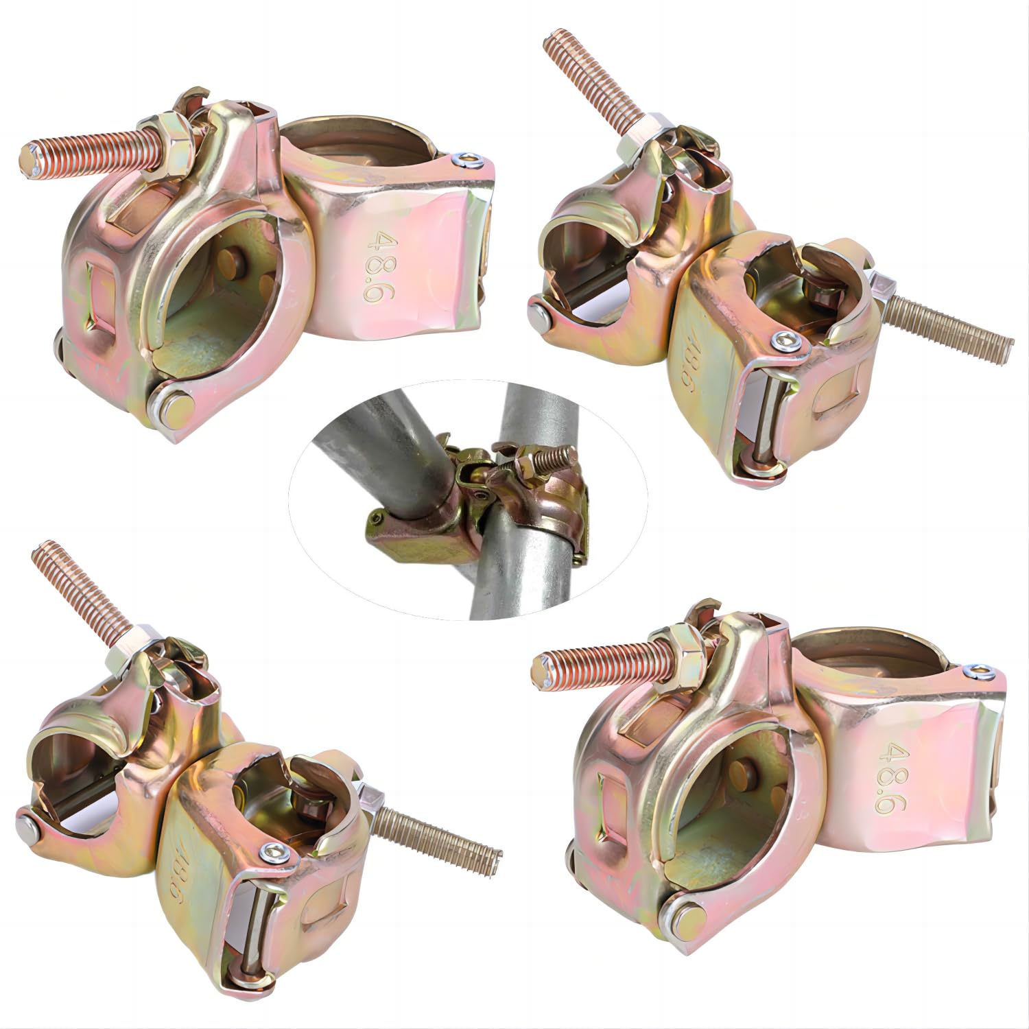 British Scaffolding Clamps - 4 Pack Galvanized Right Angle for 1.75-1.9