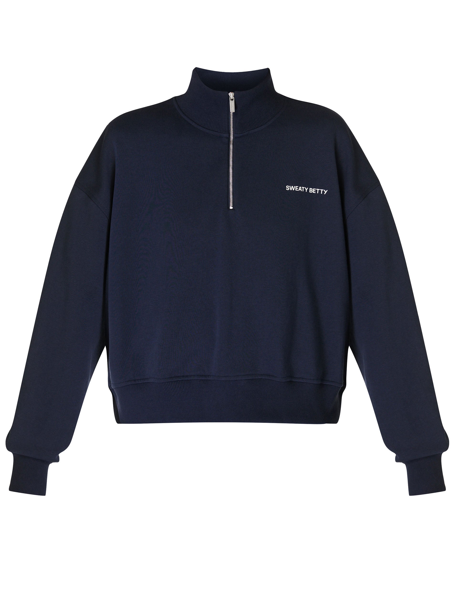 Revive Crop Half Zip Sweatshirt for Women - Navy Blue Pullover for Casual Wear, Gym, and Outdoor Activities