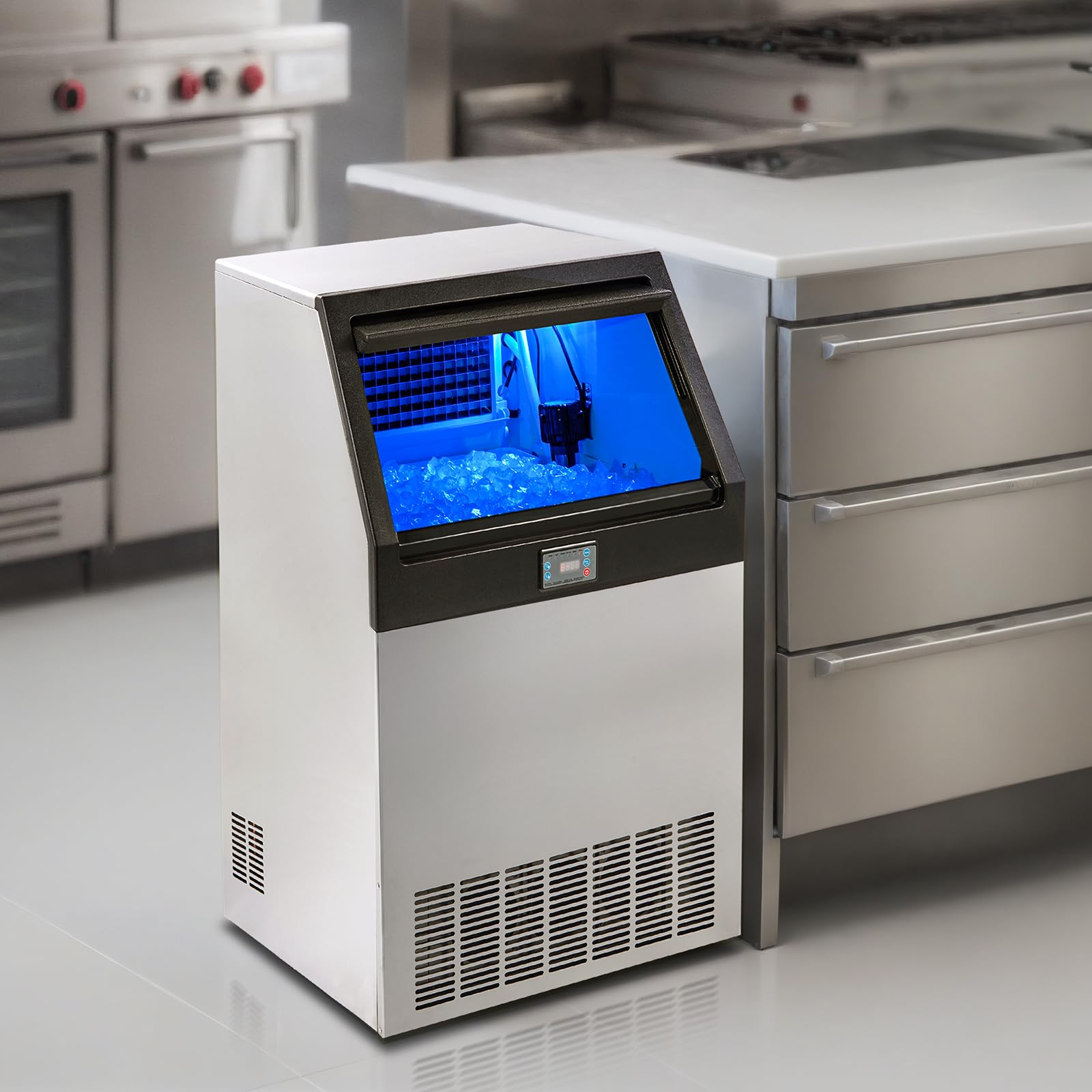 VEVOR Commercial Ice Maker Machine 300LBS/24H, 88LBS Storage Capacity, Makes 126 Ice Cubes in 12-15 Minutes - Perfect for Bars, Home, Office, Restaurants, Cafes, and Parties