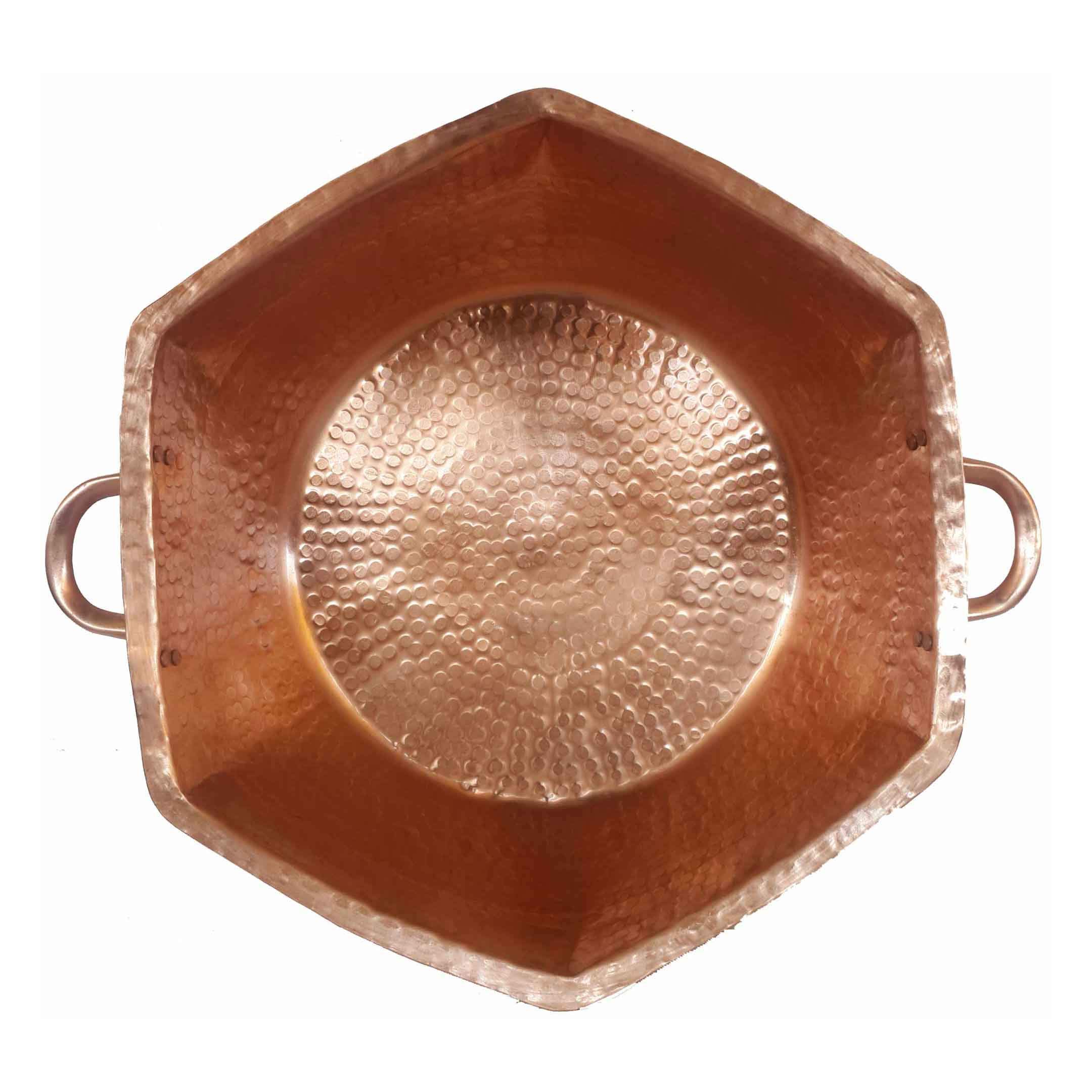 Premium Hexagonal Copper Foot Massage Bowl for Spa & Pedicure - Relaxing Foot Soak, Exfoliation & Reflexology at Home or Salon
