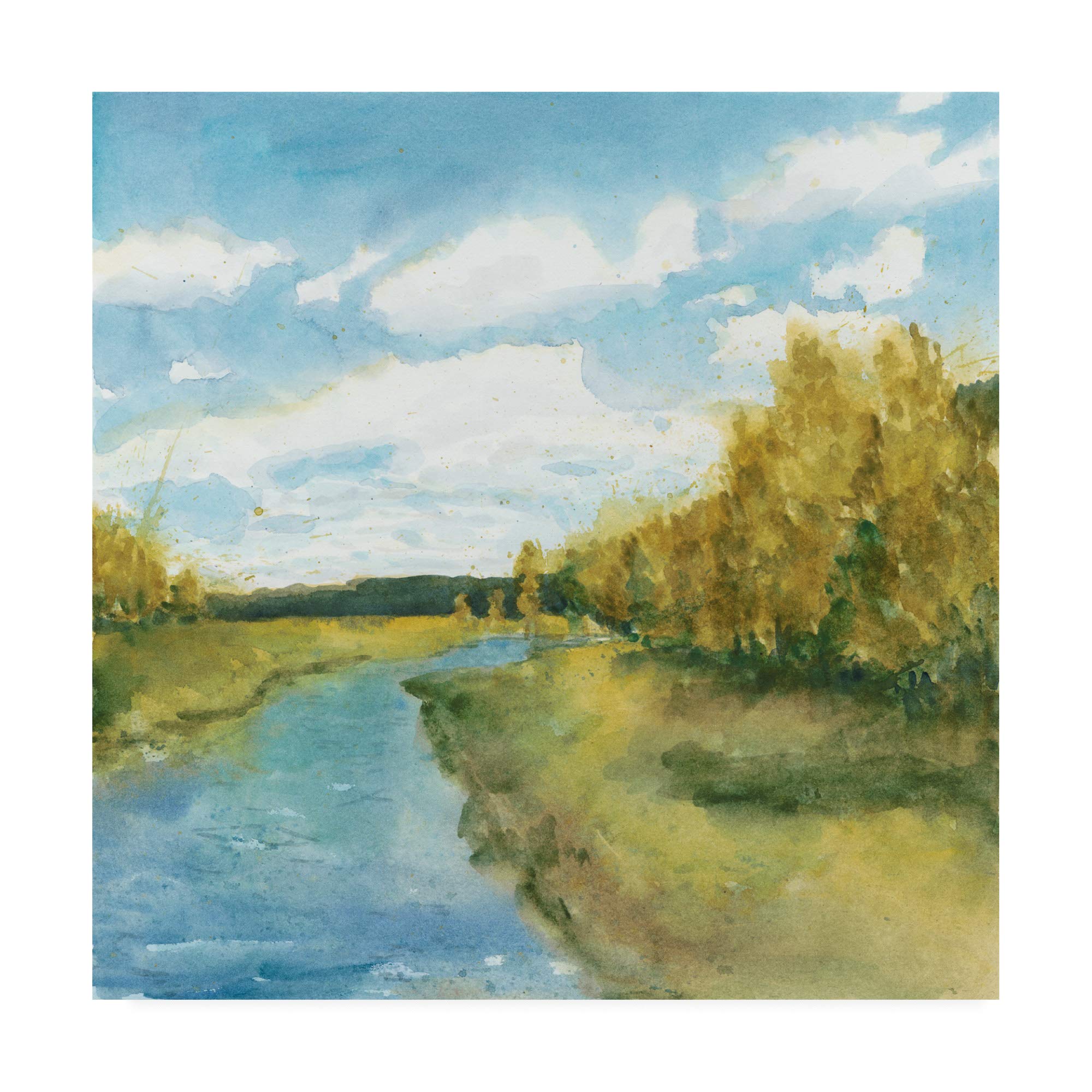 Trademark Fine Art River Sketch I by Megan Meagher - 18x18 Canvas Wall Art - Perfect for Living Room, Bedroom & Office Decor