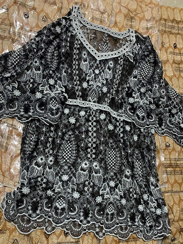 Floral Transparent Sexy Beach Cover Up Dress - Lightweight Swimwear Pareo for Women - Perfect for Poolside, Beach Vacations & Summer Outings