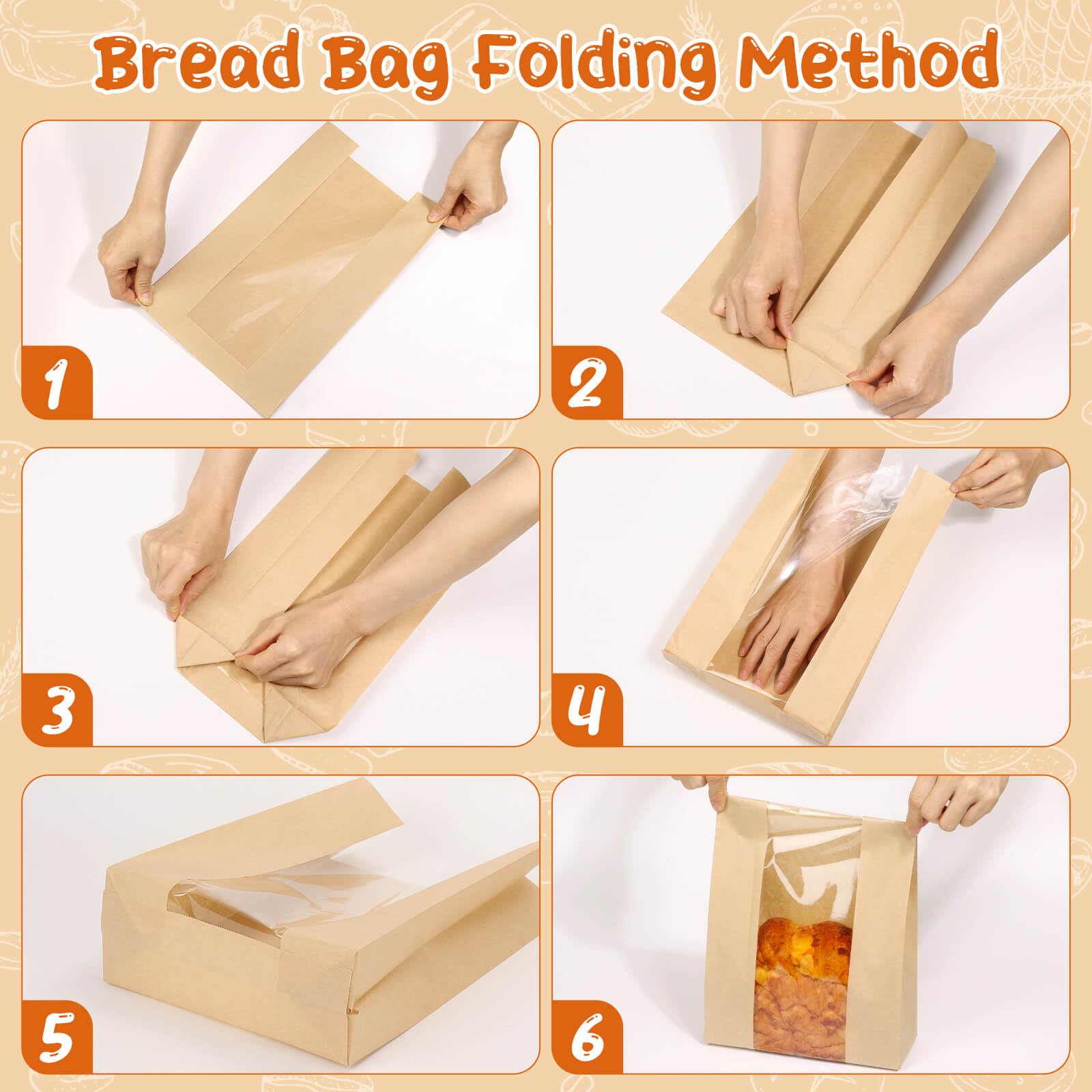 40-Pack Clear Window Paper Bread Bags for Homemade & Sourdough Bread | Eco-Friendly Bakery Packaging with Seal Stickers | Perfect for Cookies, Treats & Gift Giving (Bakery, Farmers Market, Home Baking)