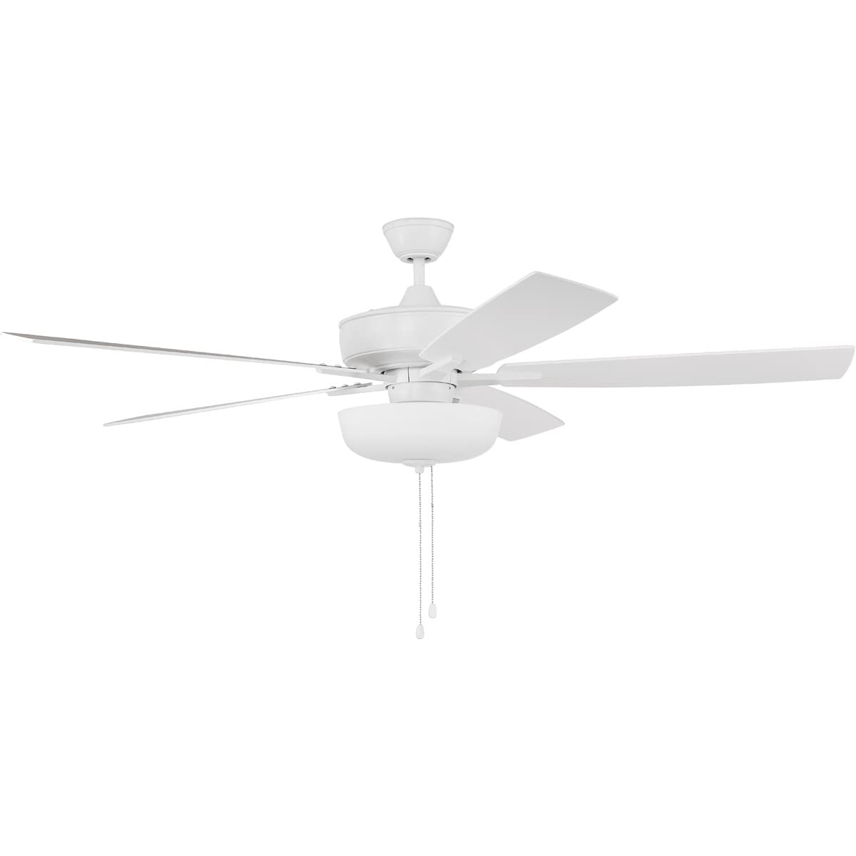 Craftmade S111W5-60WWOK 60-Inch Indoor Ceiling Fan with LED Light Kit, 5 Reversible White/Washed Oak Blades, Pull Chain Control - Perfect for Living Room, Bedroom & Office Spaces