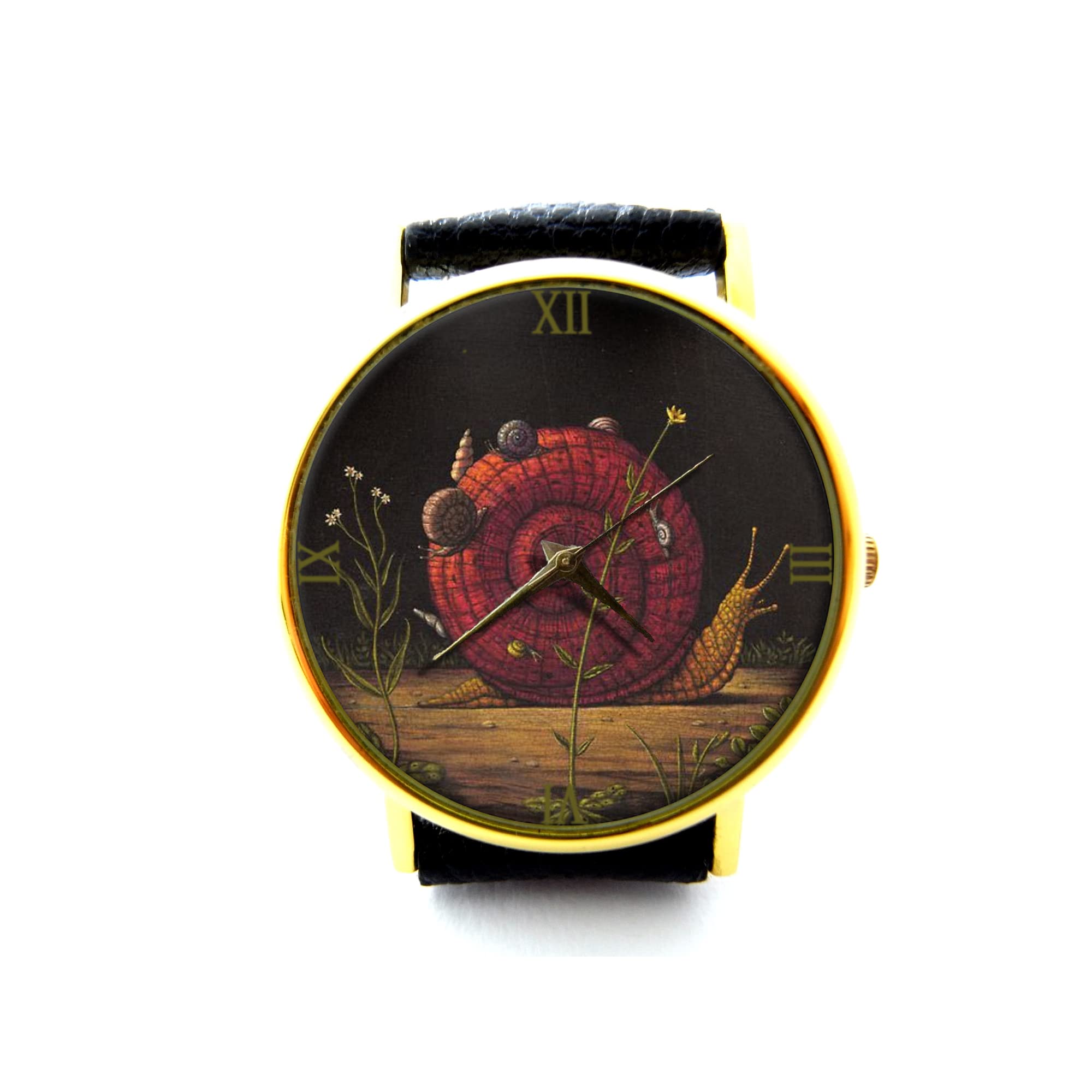 Premium Snail Leather Watch for Women & Men - Unique Insect Jewelry Timepiece P278 - Perfect for Casual, Formal & Outdoor Adventures