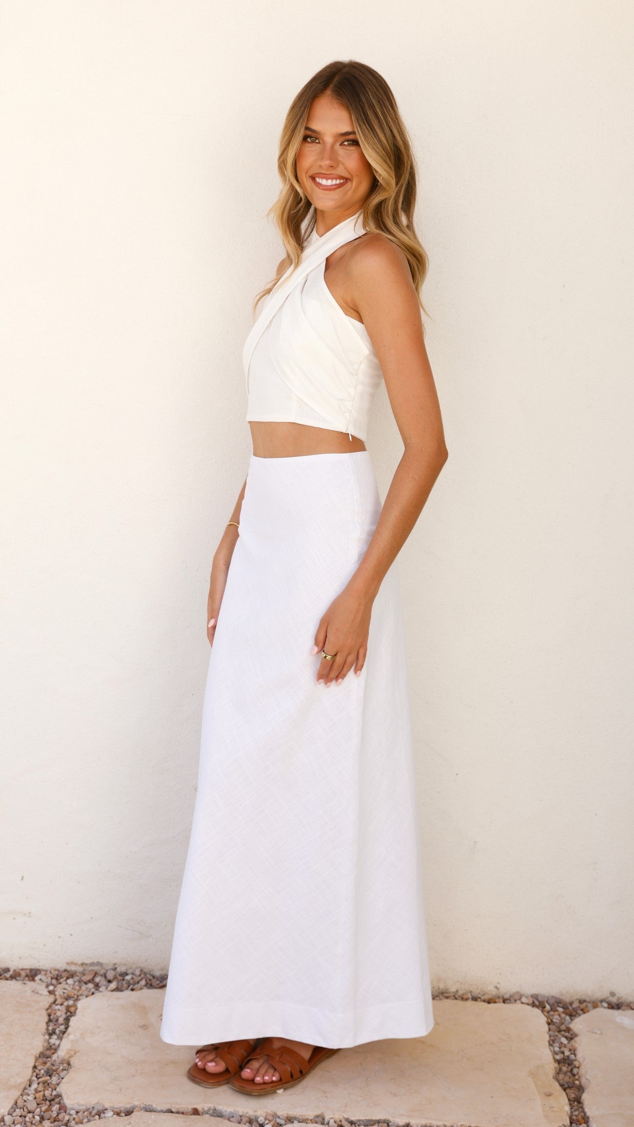Jayme Midi Skirt for Women - Flowy White A-Line Skirt with Pockets | Perfect for Office Wear, Casual Outfits & Summer Dresses