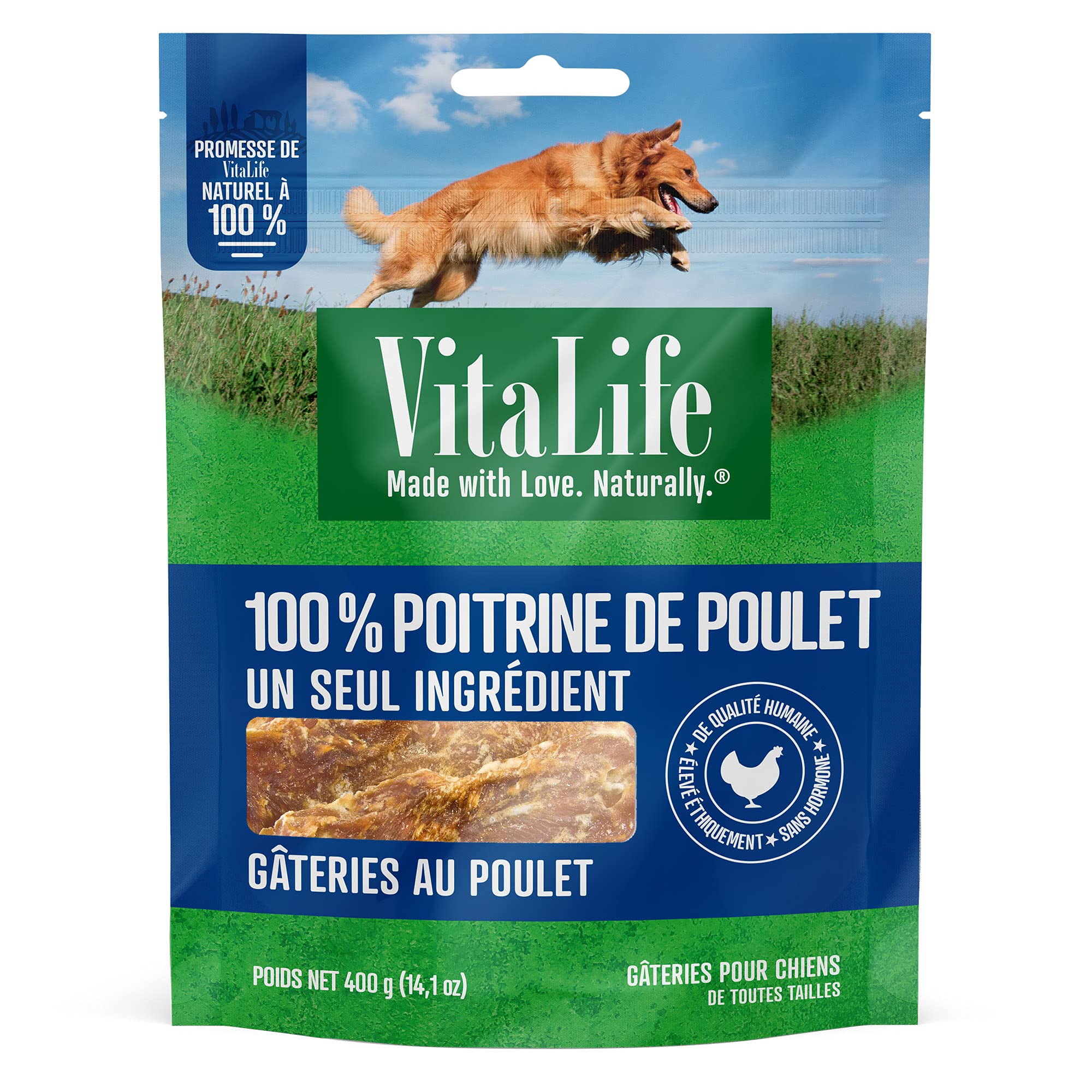 Natural Grain-Free Chicken Jerky Dog Treats - 14.1 oz | High-Protein Training Snacks & Healthy Rewards for Small & Large Dogs | Perfect for Outdoor Adventures & Daily Training