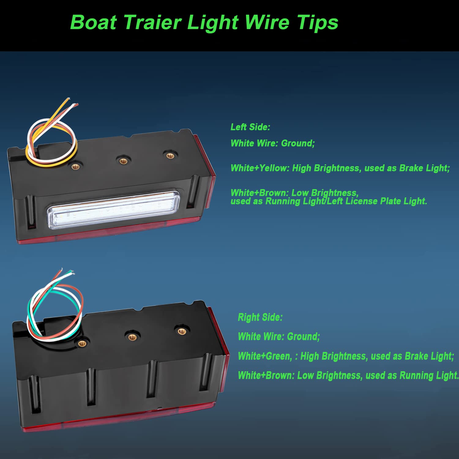 Low Profile Rectangular LED Boat Trailer Lights Kit - IP68 Waterproof Red Sealed Tail Lights Replacement for Fishing Boat Trailers, Trucks & Marine Vehicles | Perfect for Night Towing & Water Activities