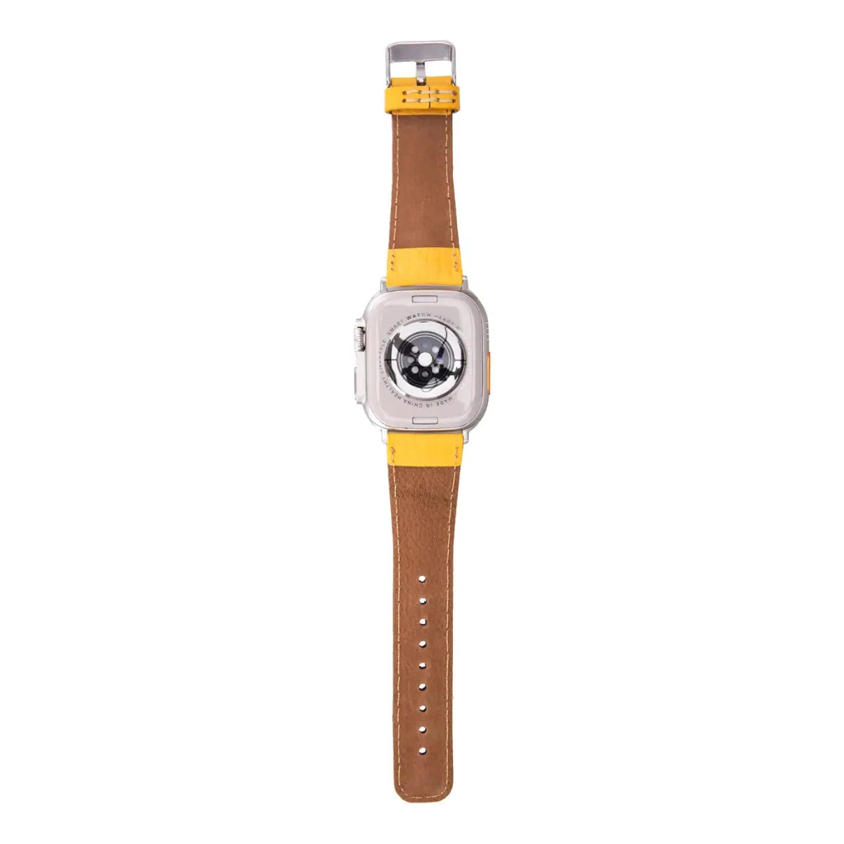 Premium Yellow Leather Apple Watch Band - Classic Strap for Apple Watch Series 9/8/7/SE/6/5/4/3/2/1 - Fashionable & Durable Replacement Strap for Work, Gym & Everyday Wear