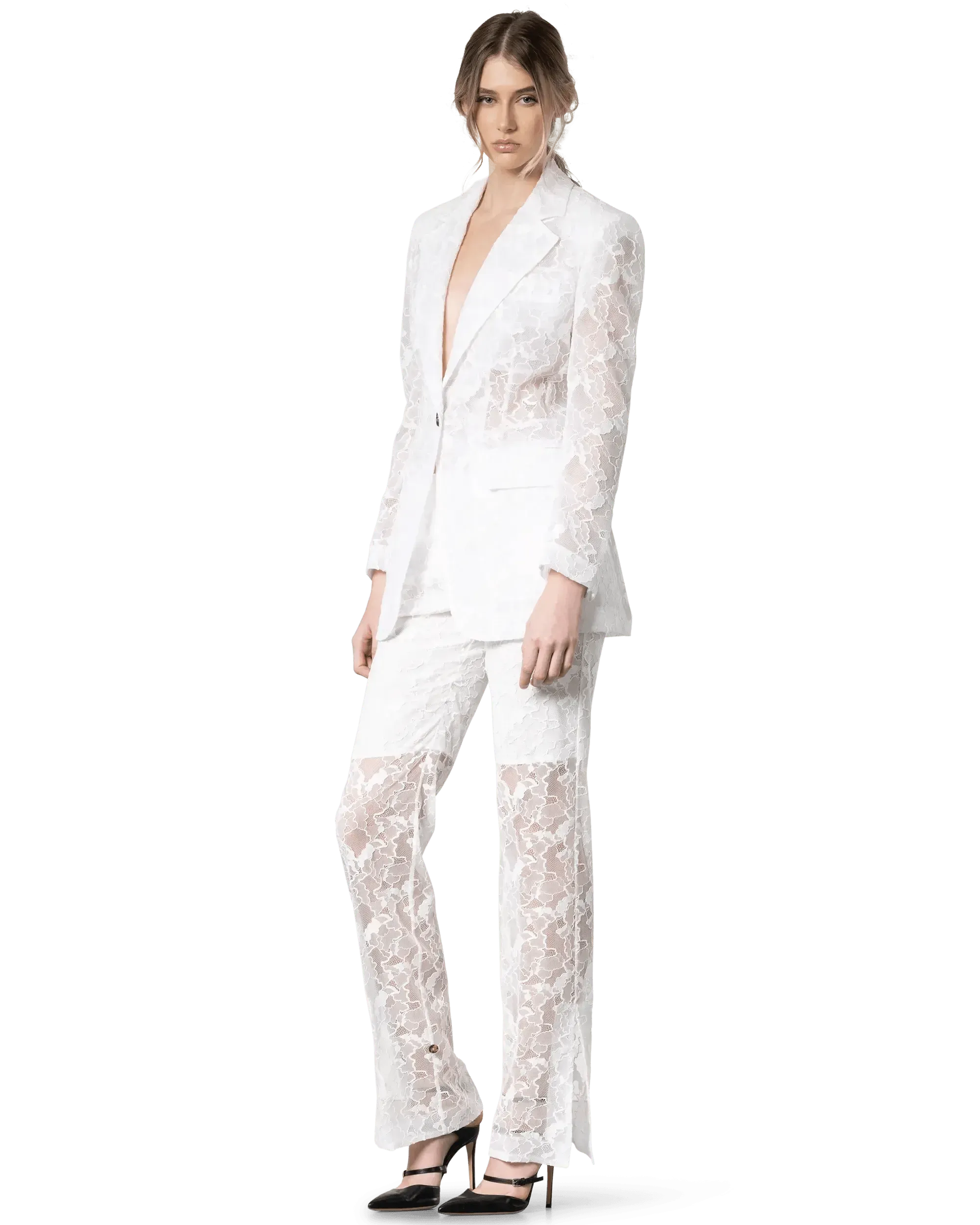 Lace Straight Leg Pants for Women - High Waist Stretchy Office Trousers, Comfortable Work Pants for Business Casual & Professional Wear - Perfect for Office, Meetings & Formal Events
